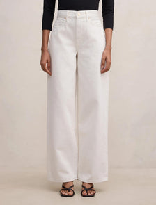 Gia Petite High Rise Wide Leg Jean Ecru