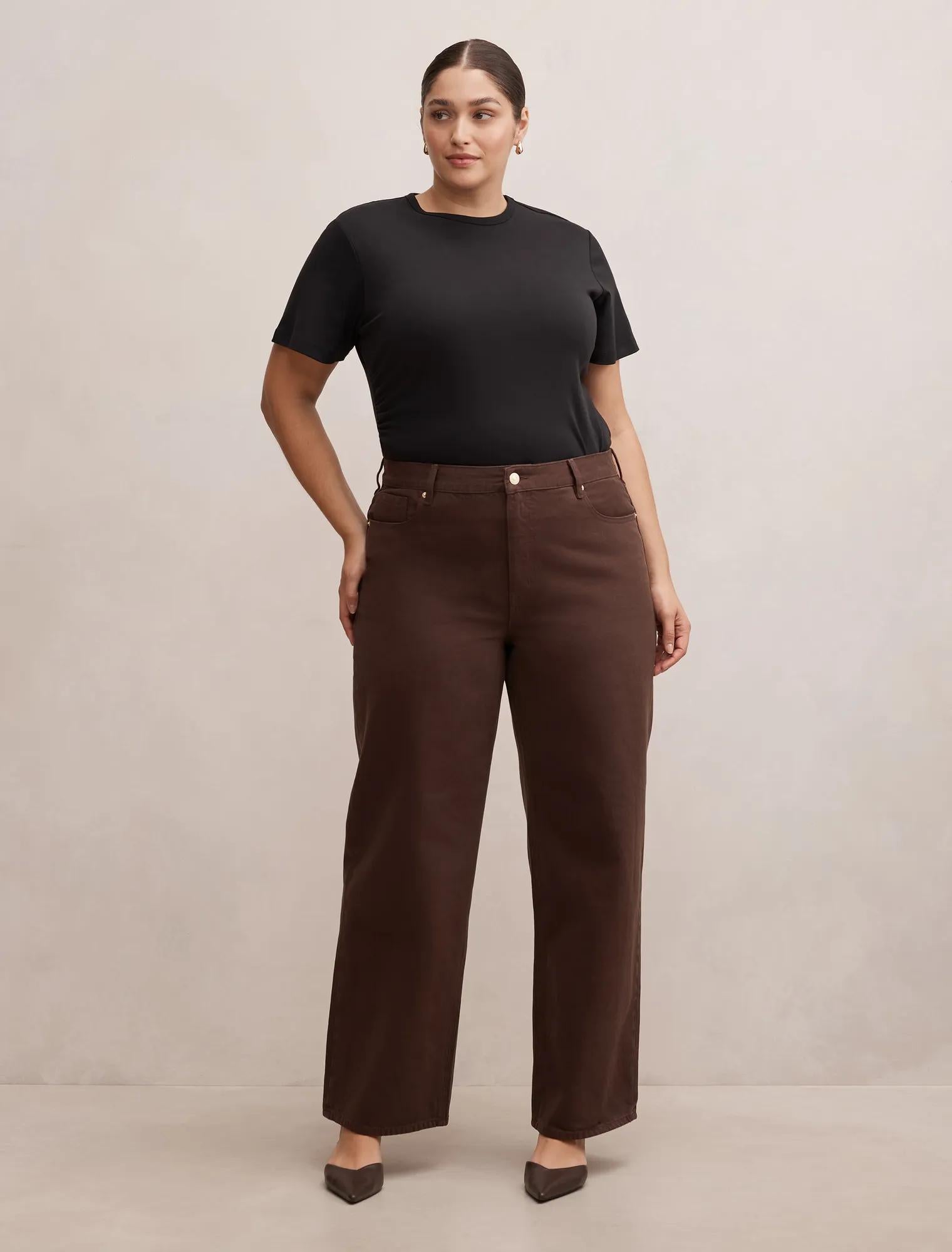 Gia Curve High Rise Wide Leg Jeans Chocolate