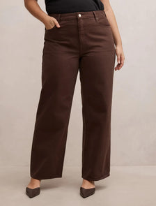 Gia Curve High Rise Wide Leg Jeans Chocolate