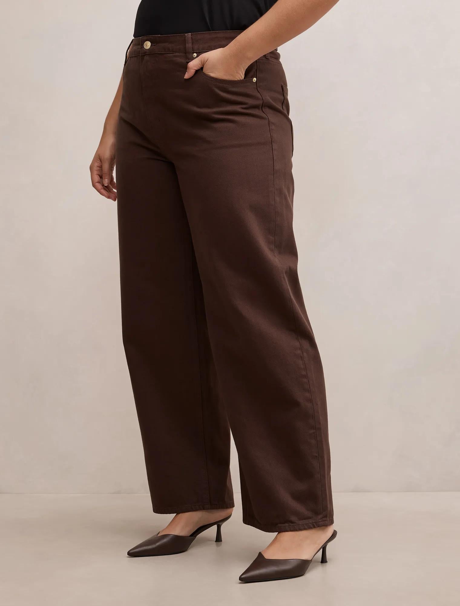 Gia Curve High Rise Wide Leg Jeans Chocolate