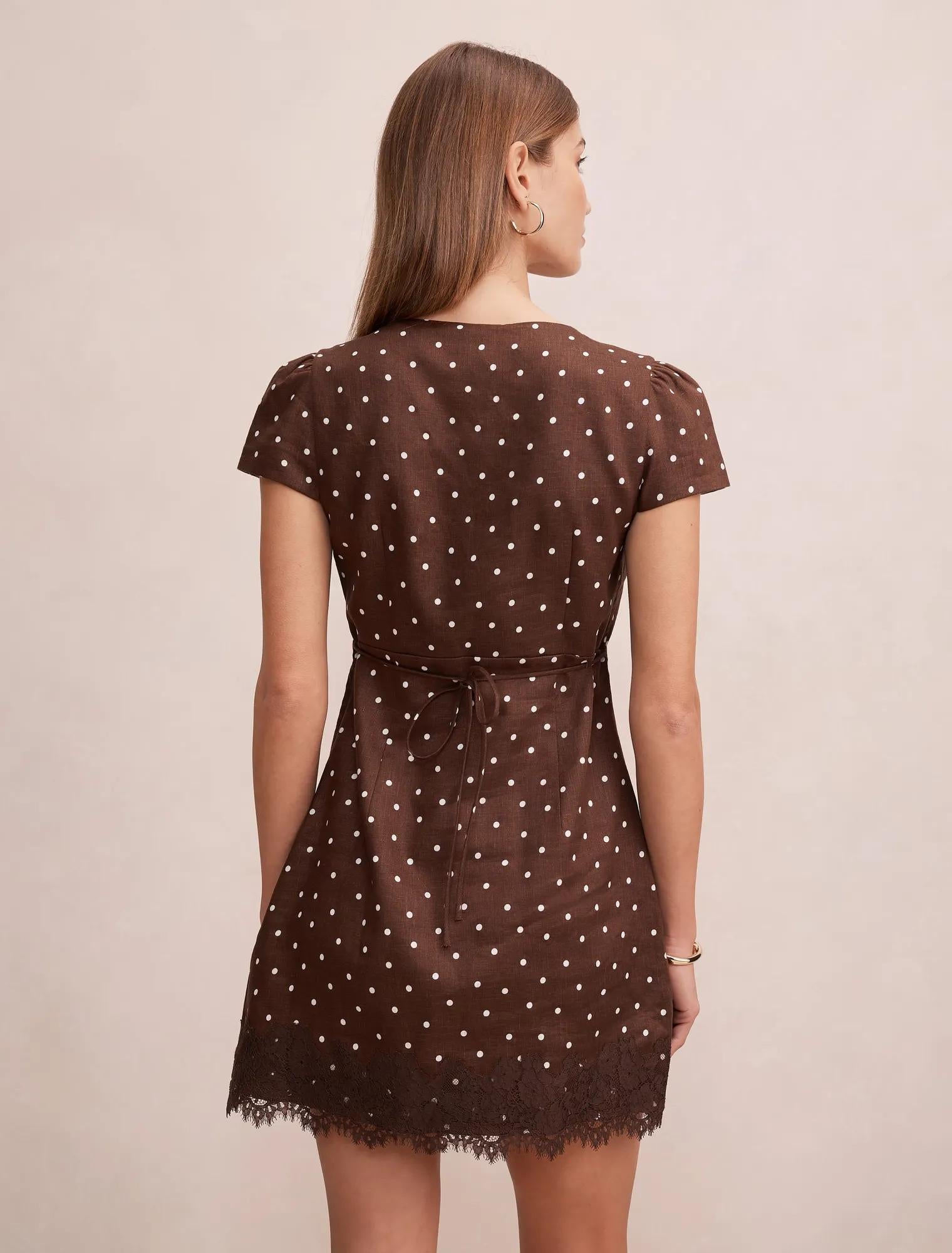 Lexi Lace Trim Linen Mini Dress Findon Spot