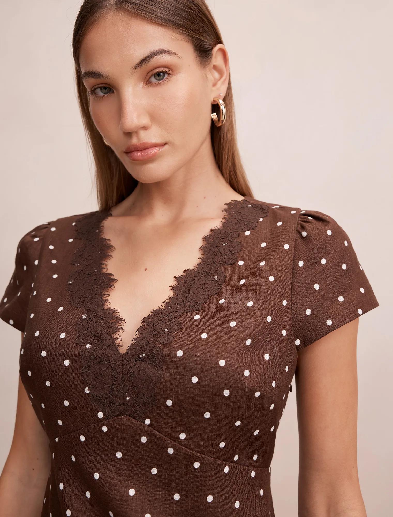 Lexi Lace Trim Linen Mini Dress Findon Spot