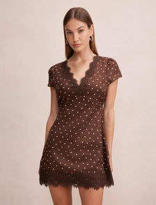 Lexi Lace Trim Linen Mini Dress Findon Spot