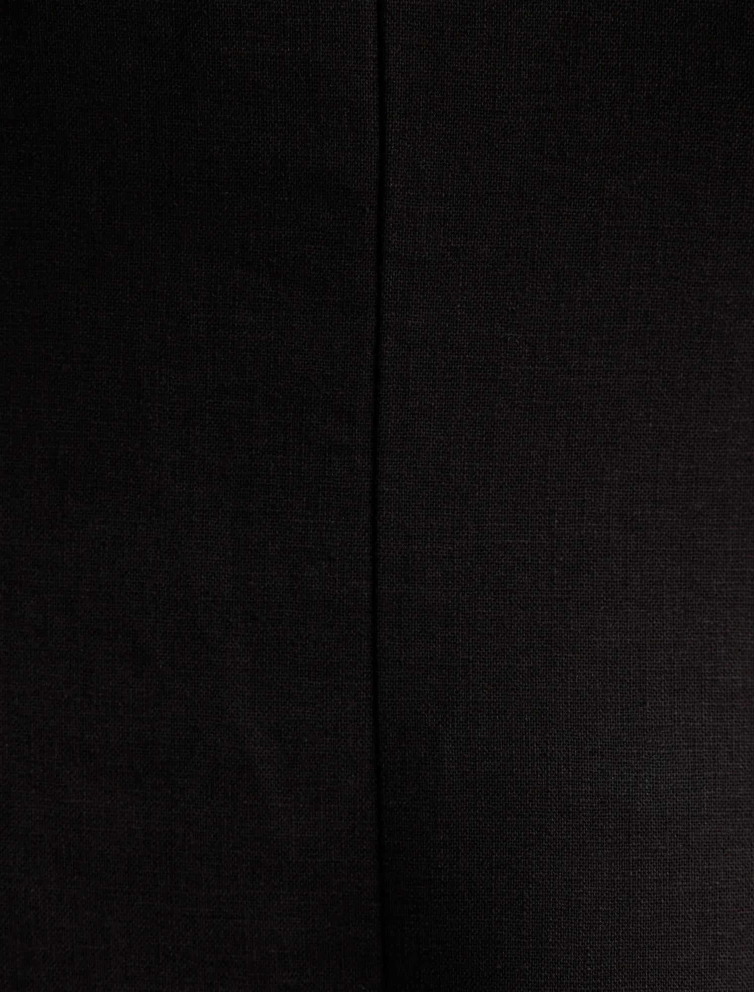 Portia Folded Collar Linen Midi Dress Black