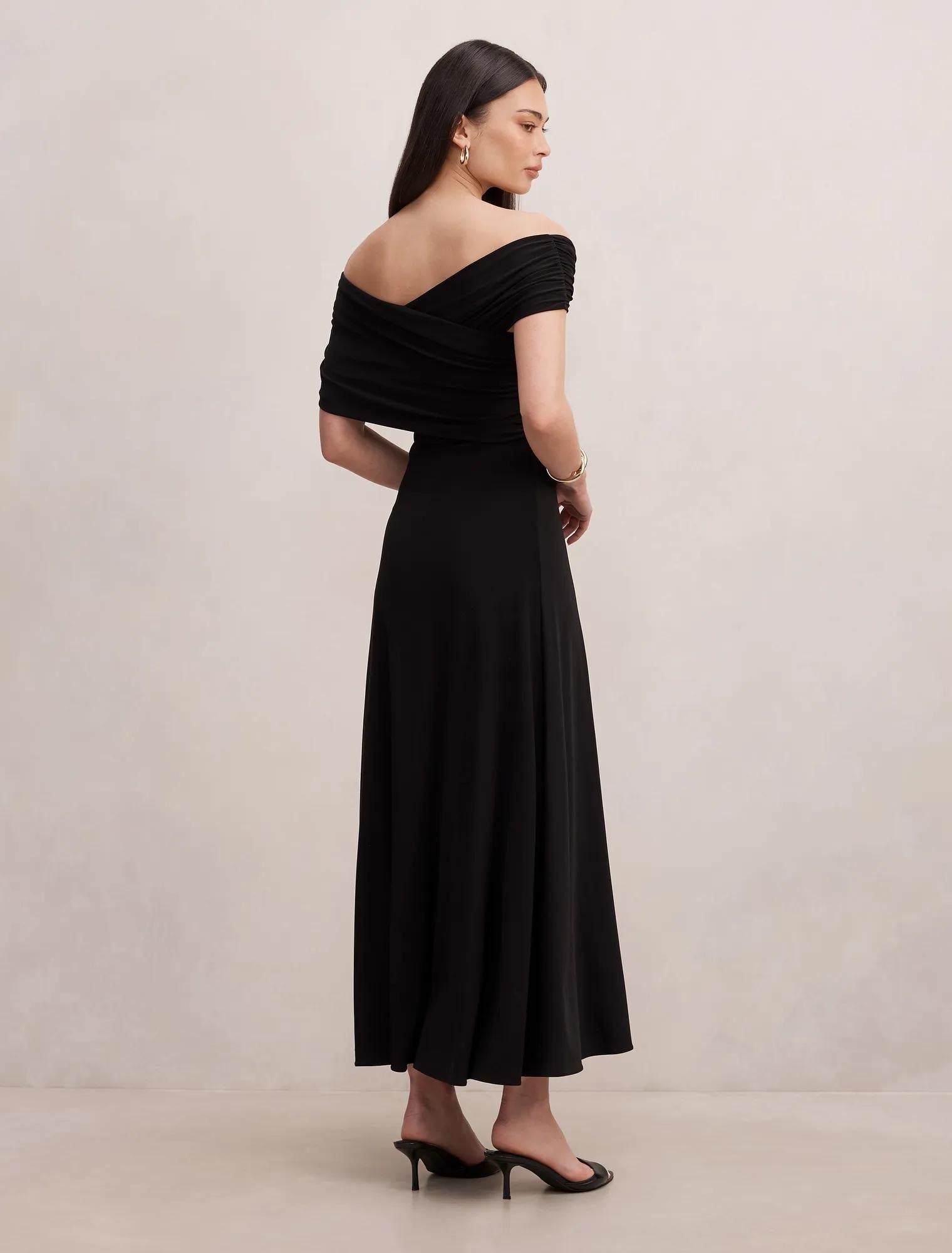 Nika Off Shoulder Midi Dress Black