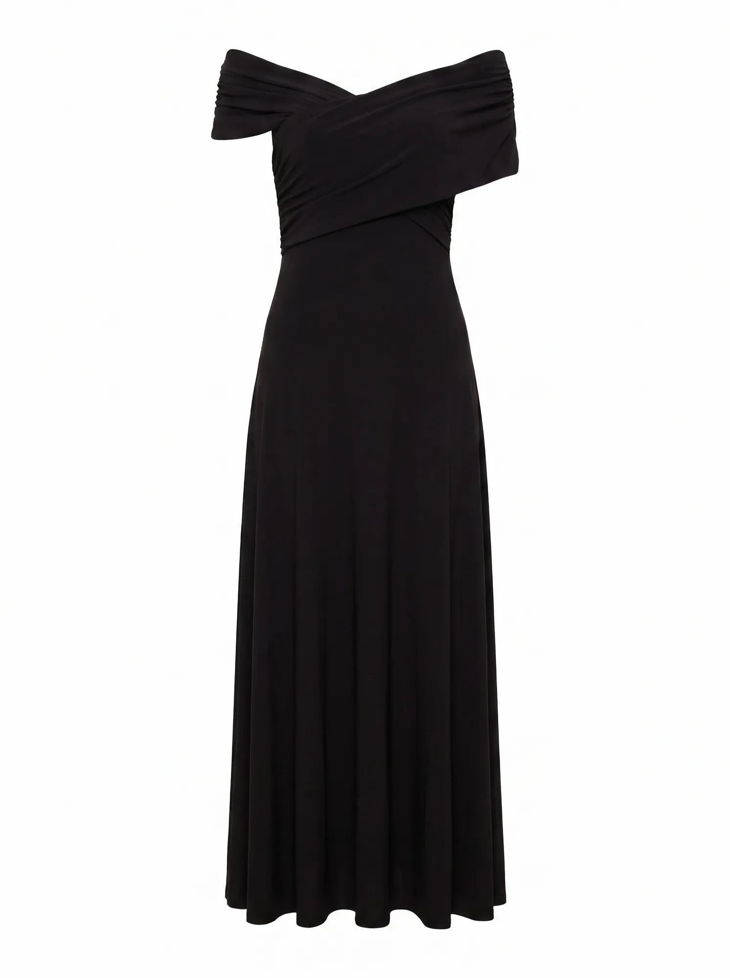 Nika Off Shoulder Midi Dress Black