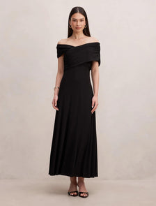 Nika Off Shoulder Midi Dress Black