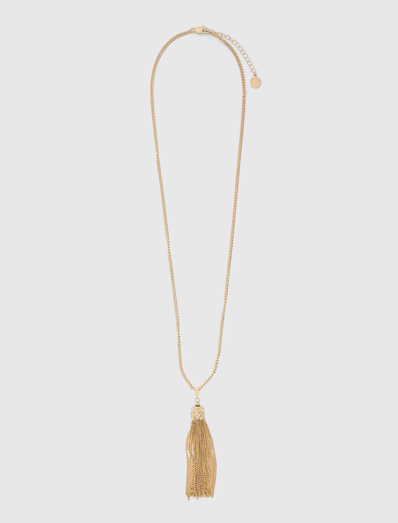 Signature Tuscany Tassel Chain Pendant Necklace Gold