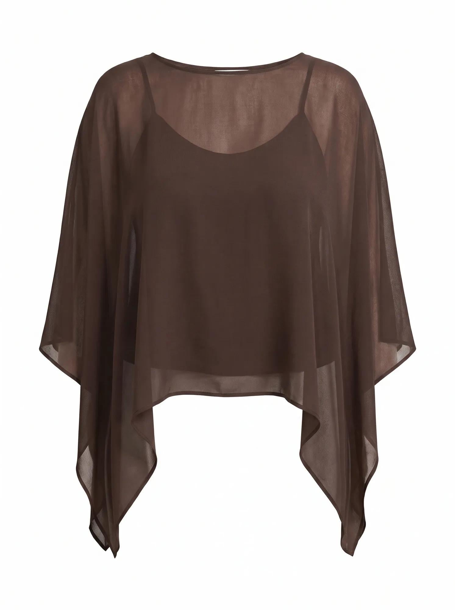 Gia Curve Sheer Cape Chocolate_mannequin