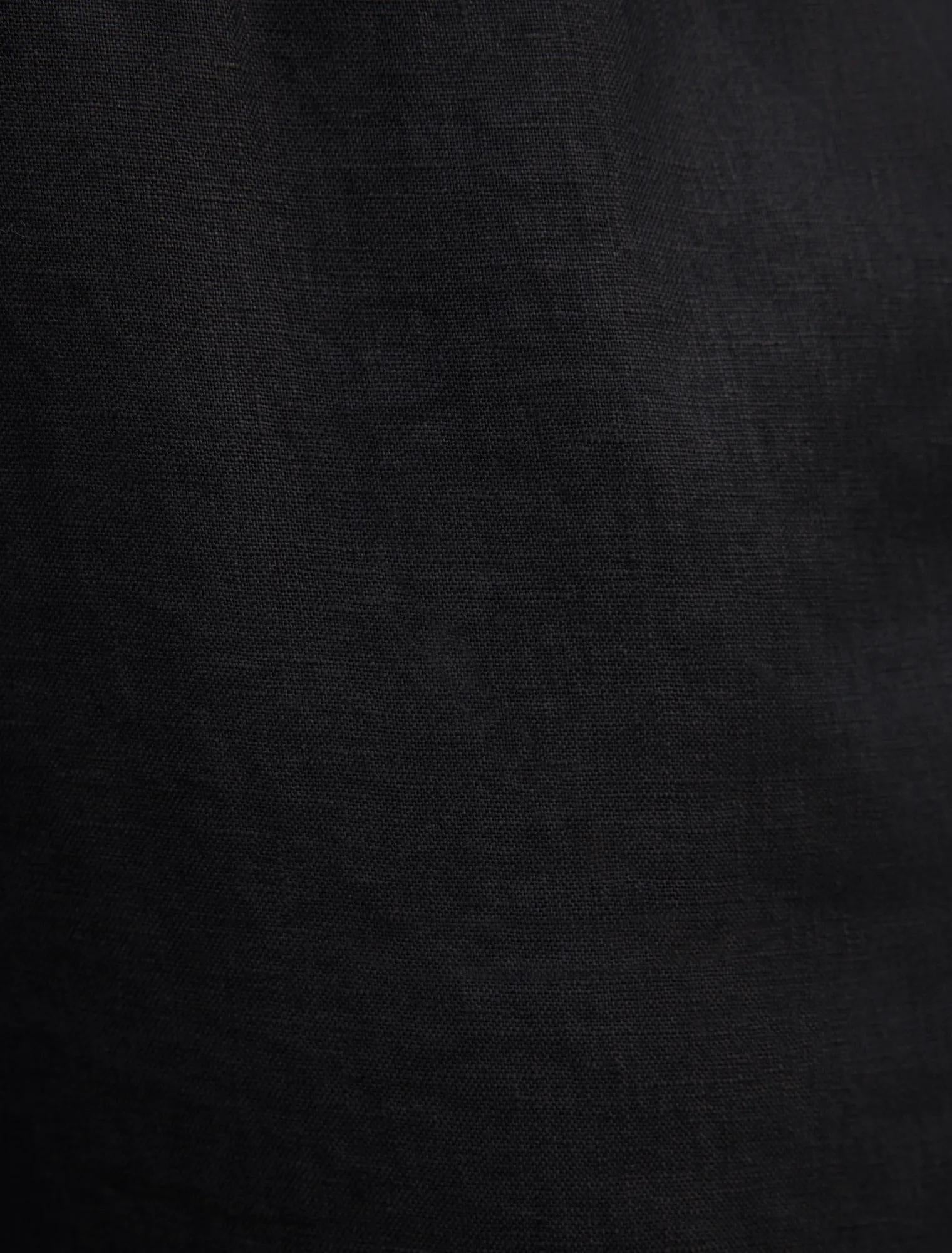 Lily Curve Linen Drawstring Pants Black