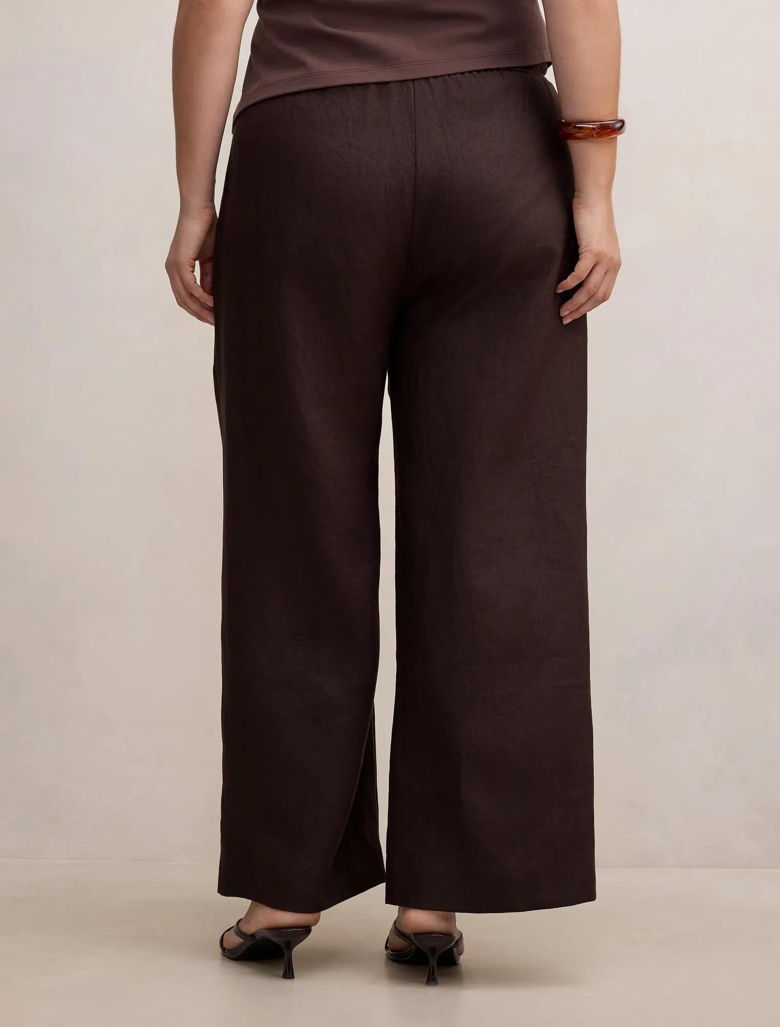 Lily Curve Linen Drawstring Pants Dark Chocolate