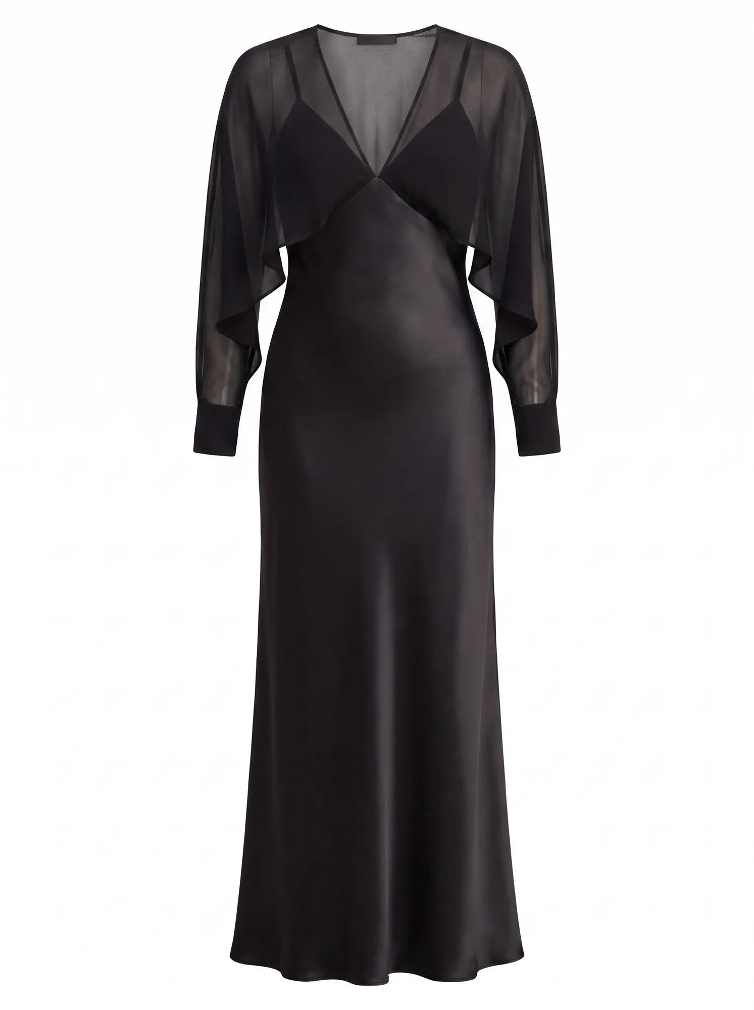Electra Sleeve Cape Maxi Dress Black