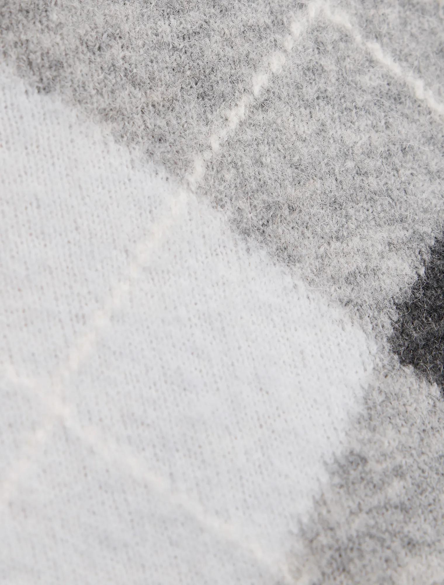 Andy Argyle Fluffy Knit Tee Grey Argyle