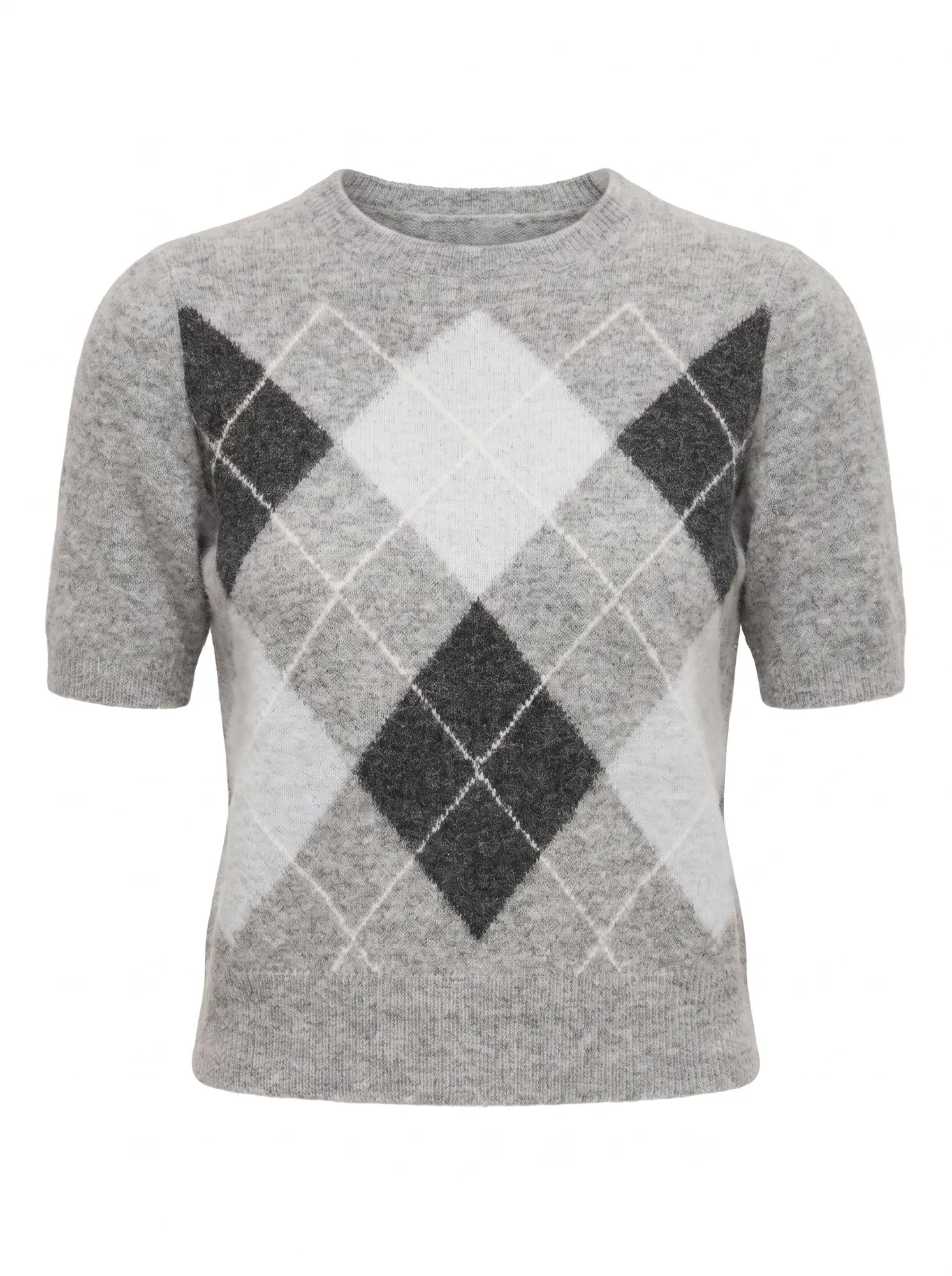 Andy Argyle Fluffy Knit Tee Grey Argyle_mannequin