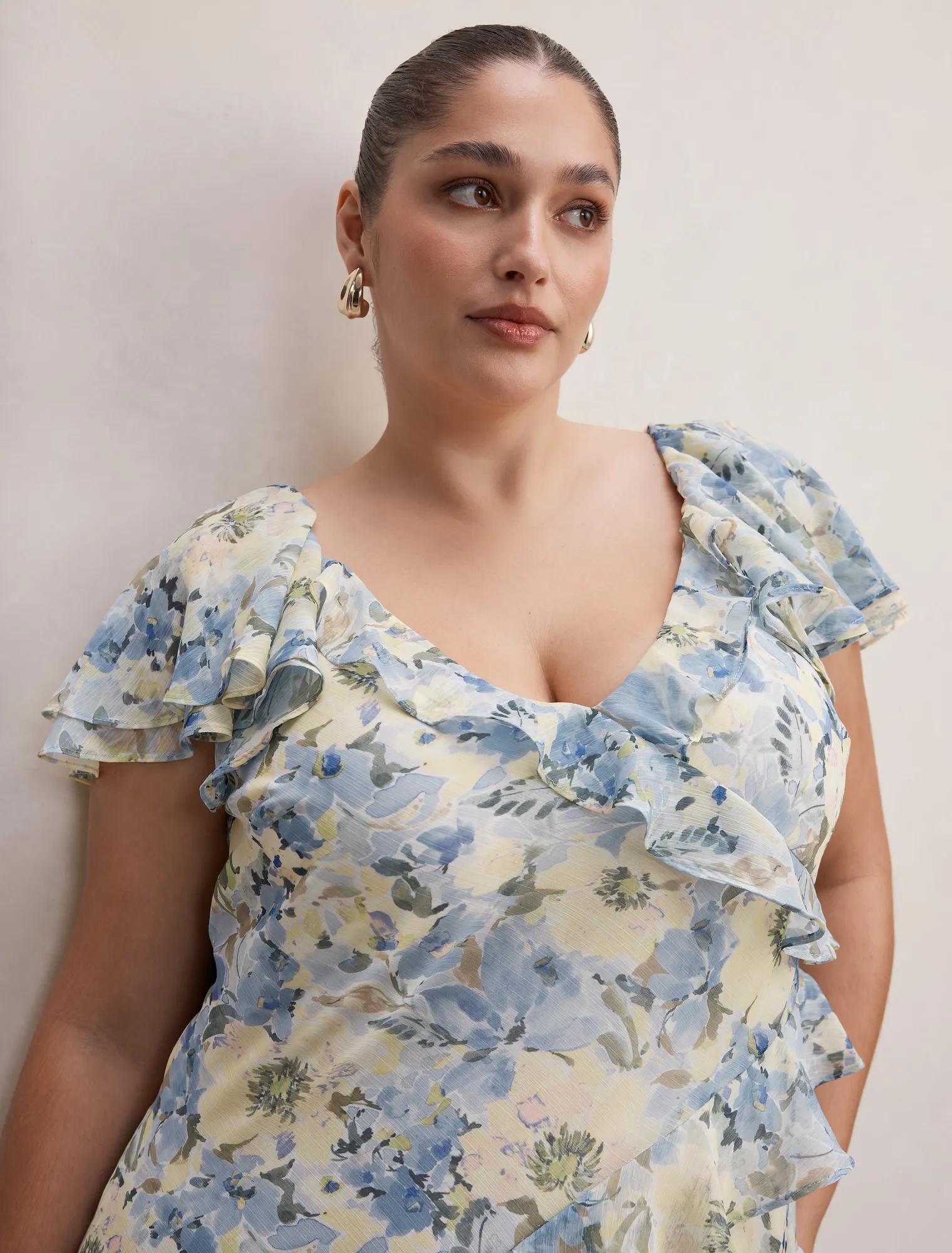 Elly Curve Ruffle Maxi Dress Tourello Floral
