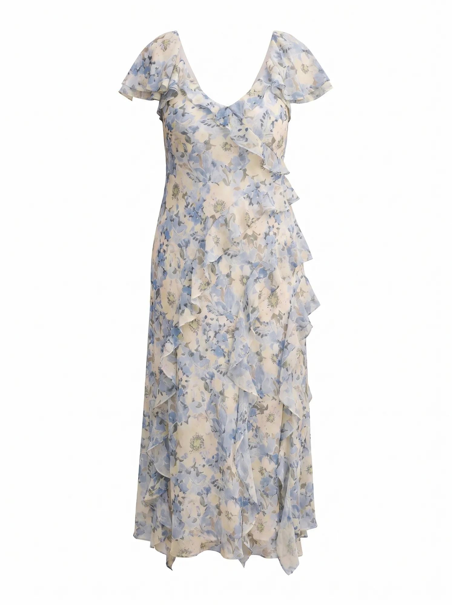 Elly Curve Ruffle Maxi Dress Tourello Floral
