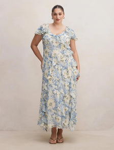 Elly Curve Ruffle Maxi Dress Tourello Floral