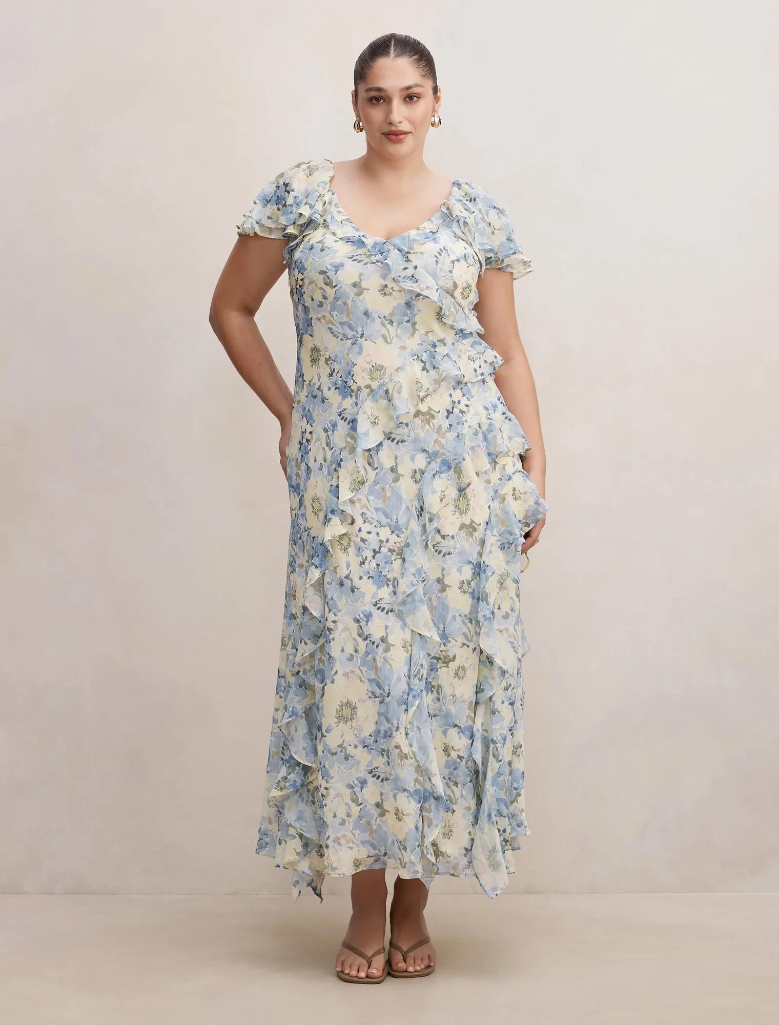 Elly Curve Ruffle Maxi Dress Tourello Floral