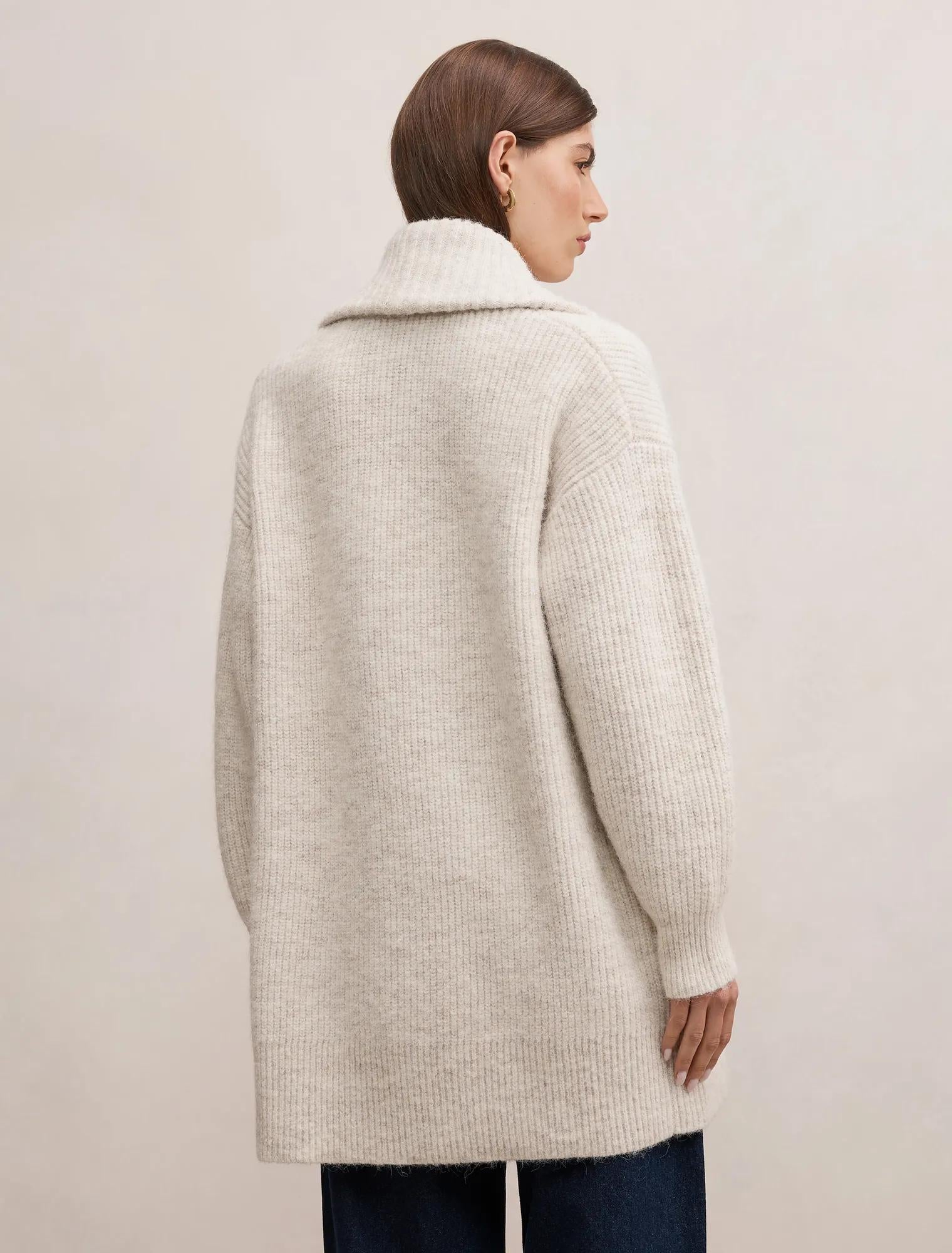Rosie Rib Knit Cardigan Neutral Oatmeal