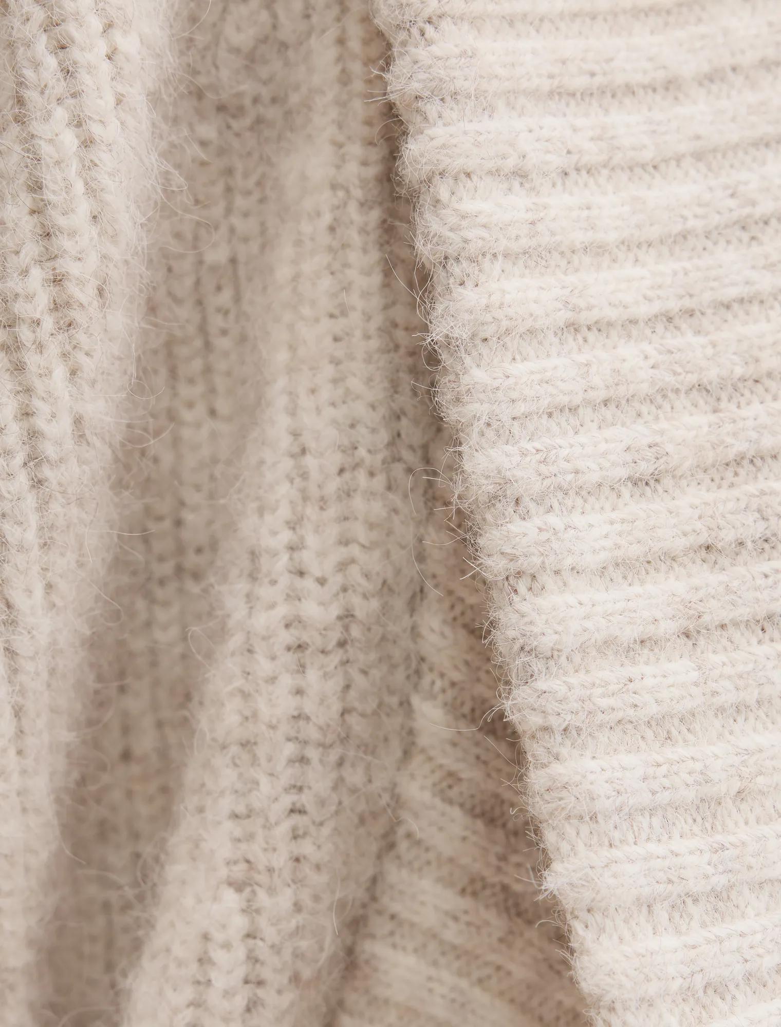 Rosie Rib Knit Cardigan Neutral Oatmeal