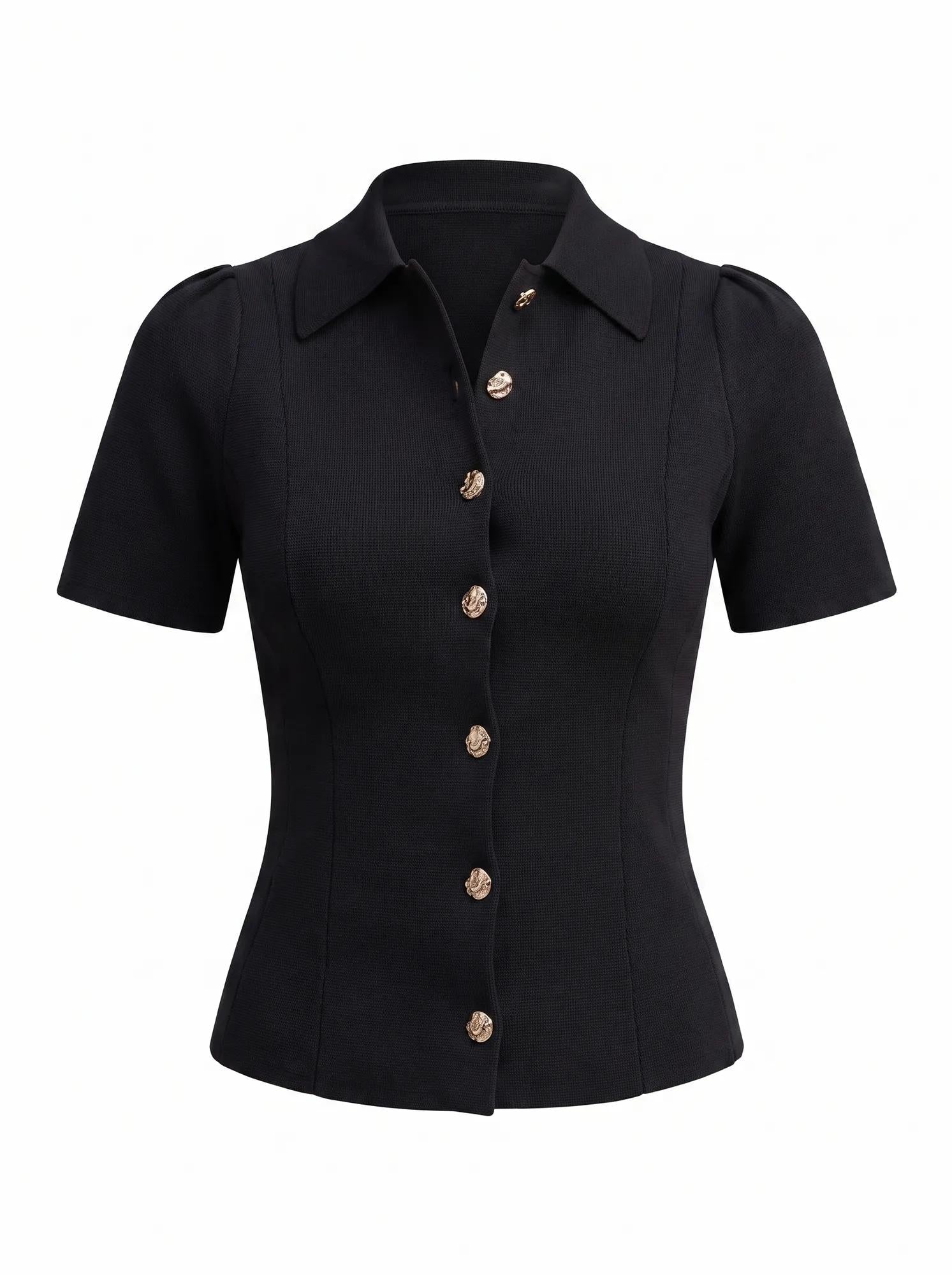 Esther Button Knit Top Black Co-Ord