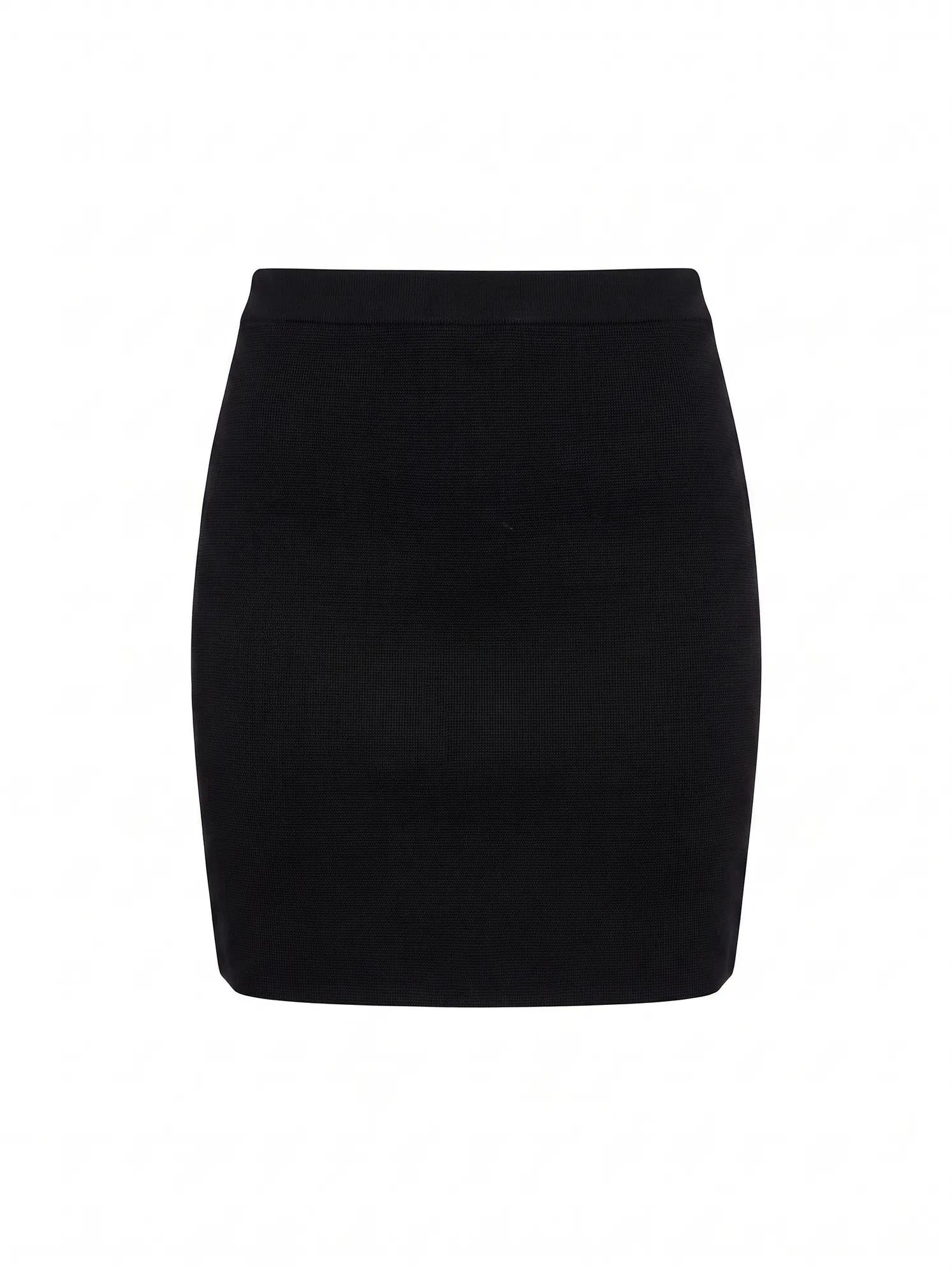 Esther Knitted Mini Skirt Black Co-Ord