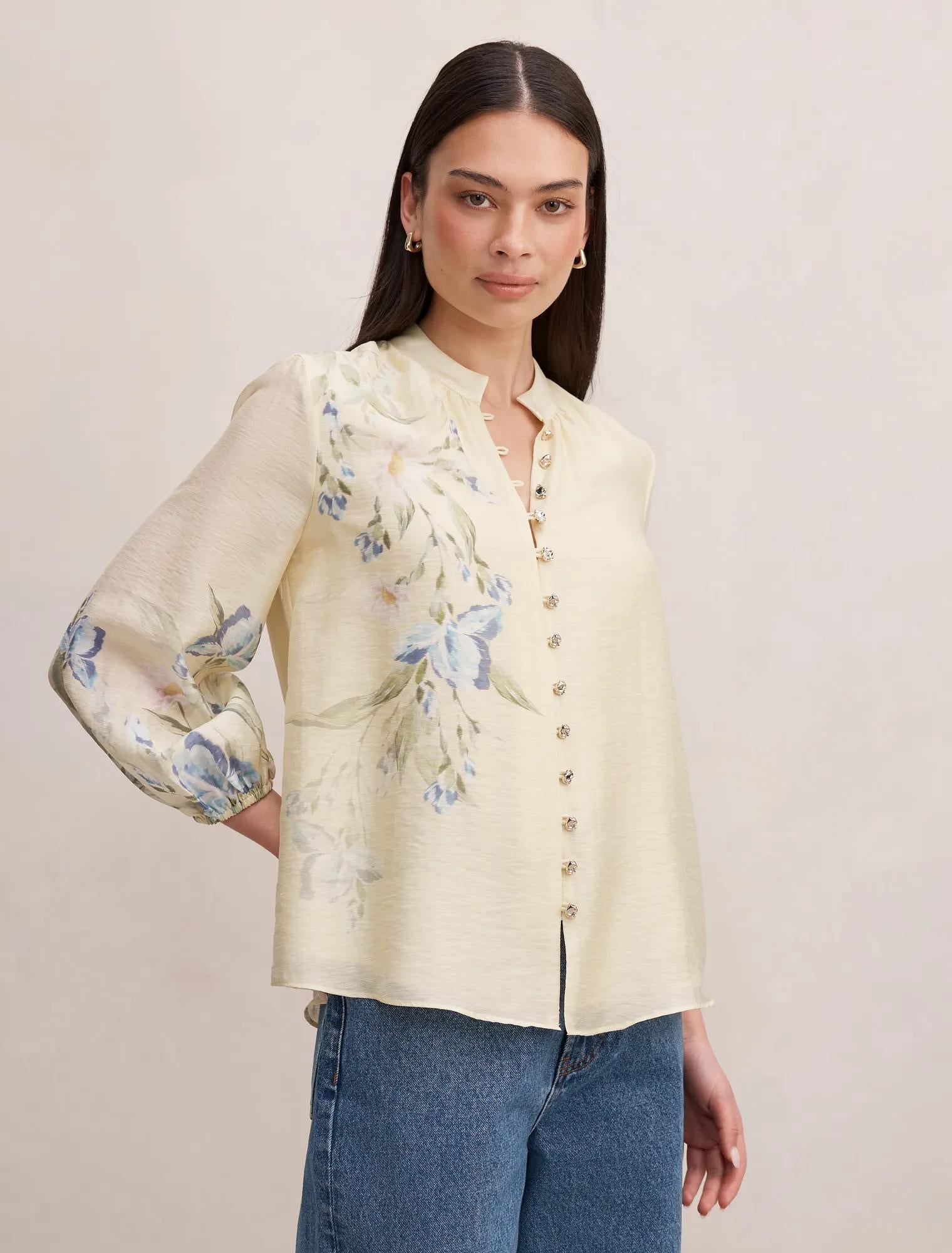 Dolly Placement Print Blouse Light Halifax Floral