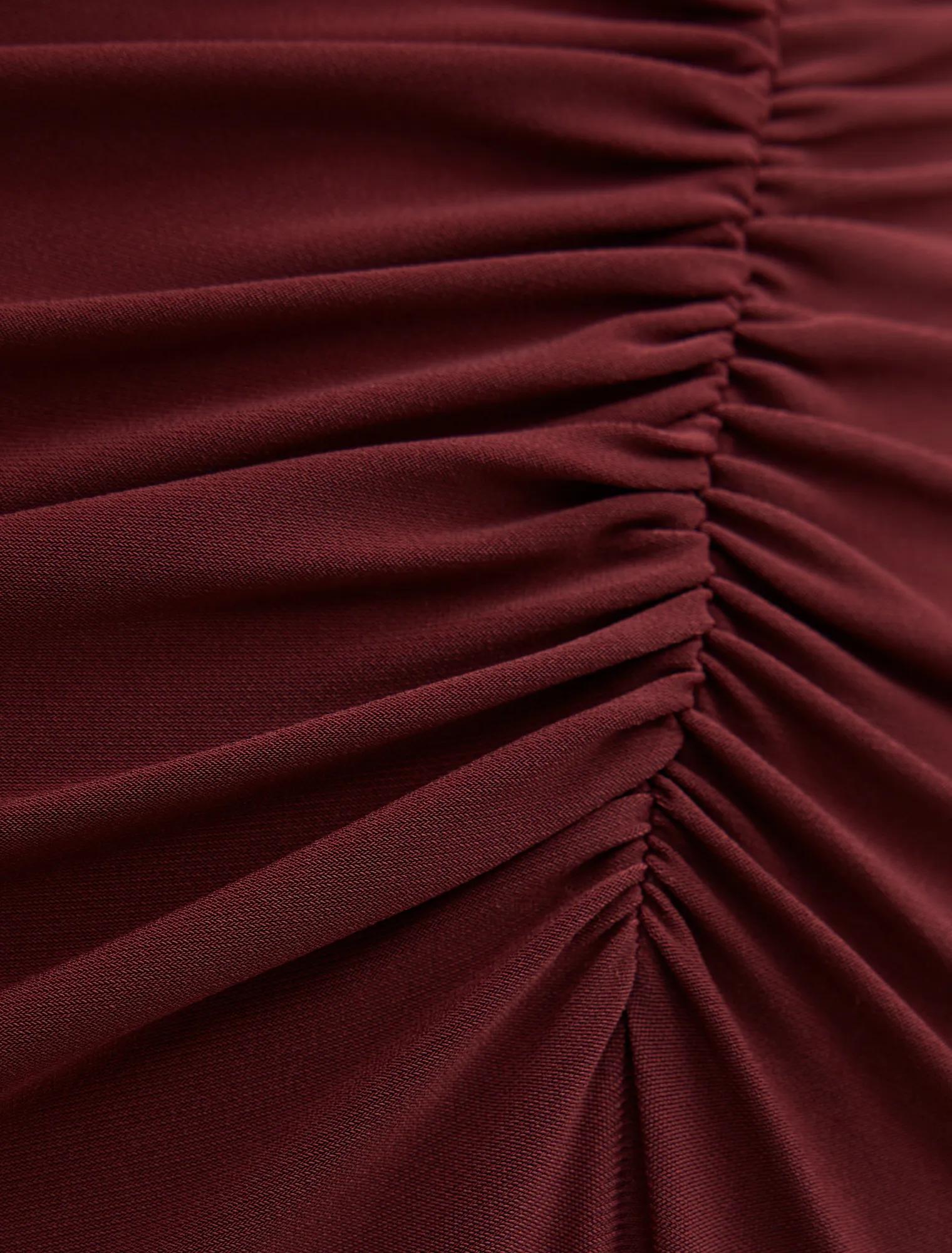 Tahnee Ruched Waist Midi Dres Plum Fig