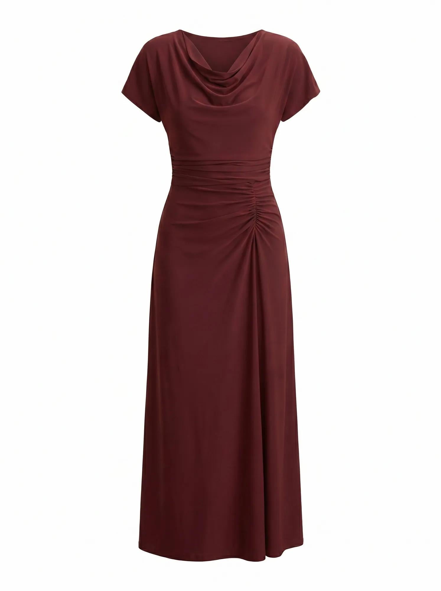 Tahnee Ruched Waist Midi Dres Plum Fig_mannequin