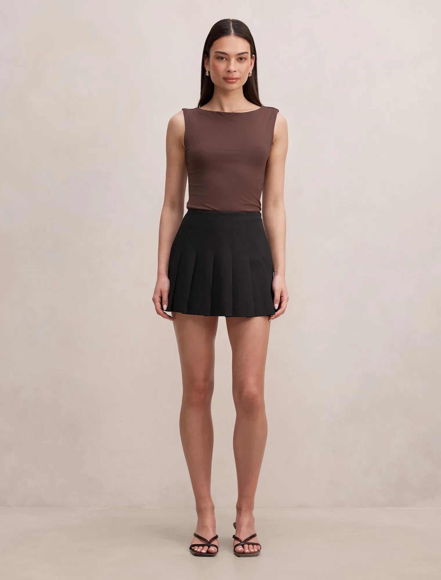 Tara Pleated Skort Black