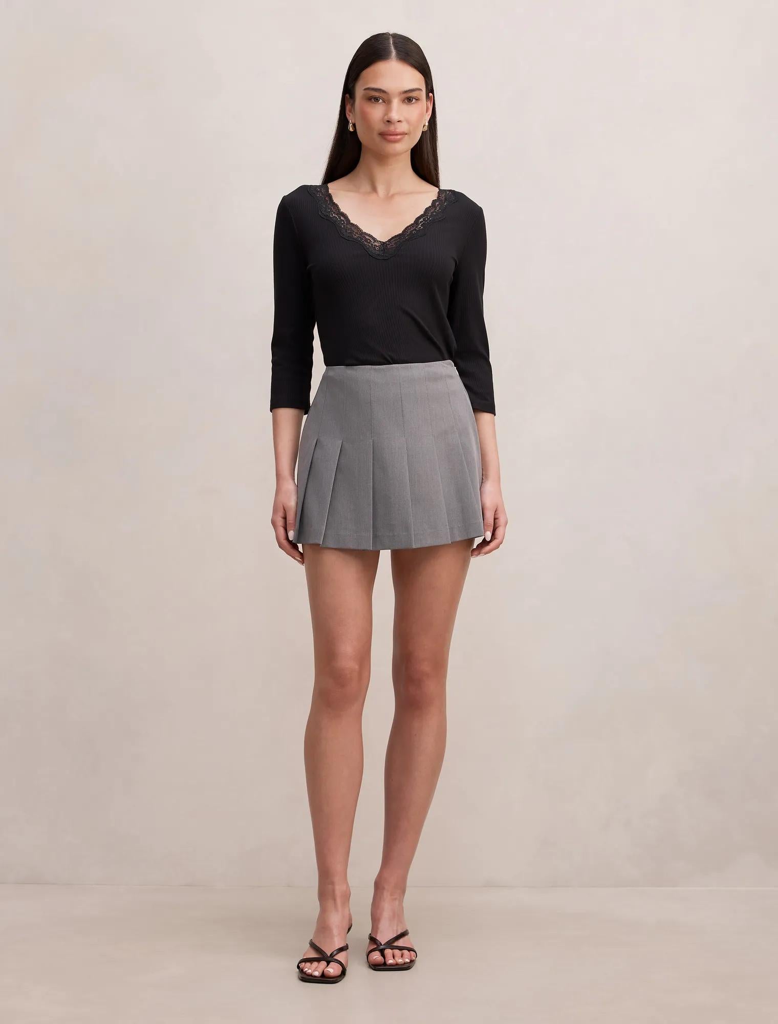 Tara Pleated Skort Grey