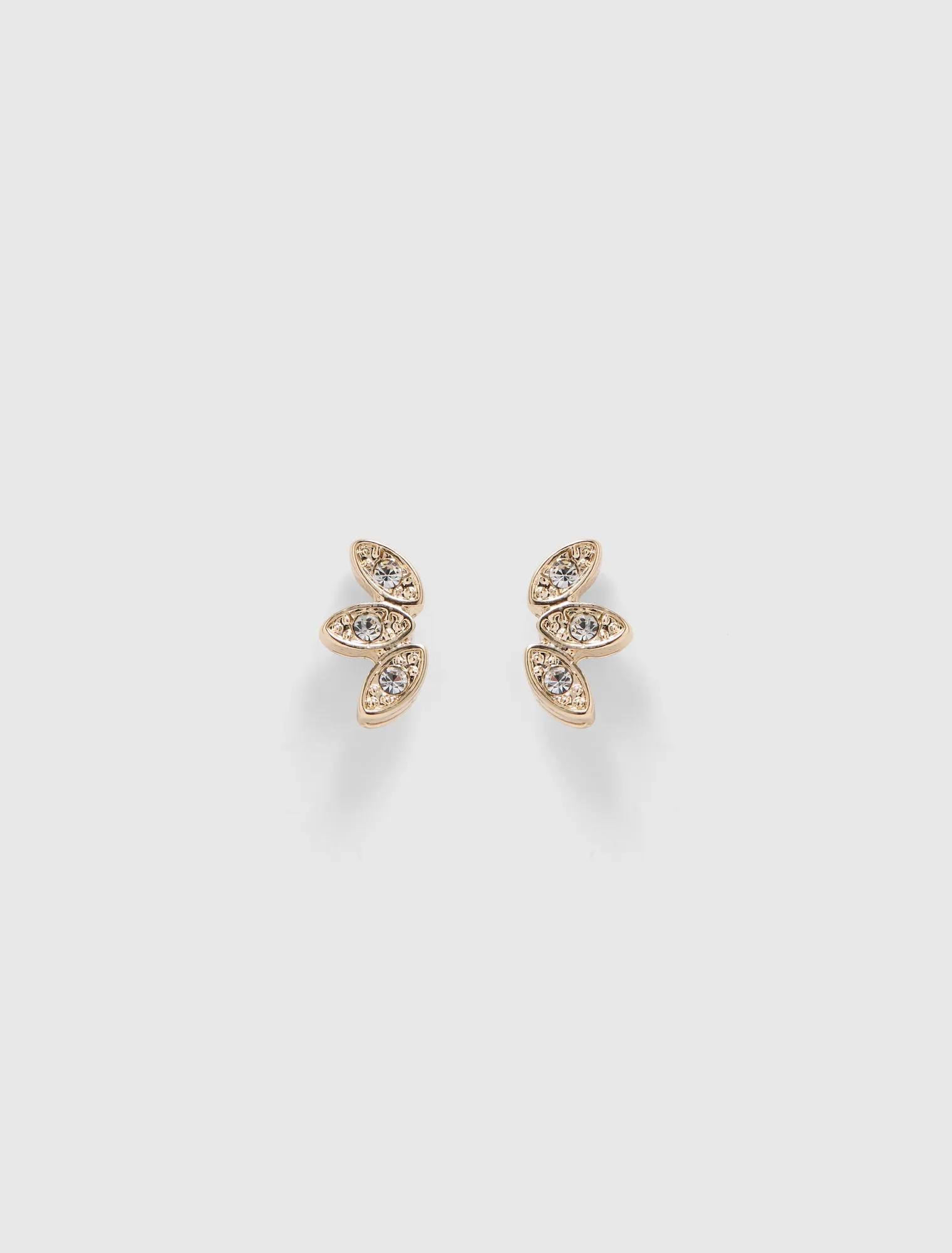 Frannie Fan Stone Stud Earrings Gold/Crystal_mannequin