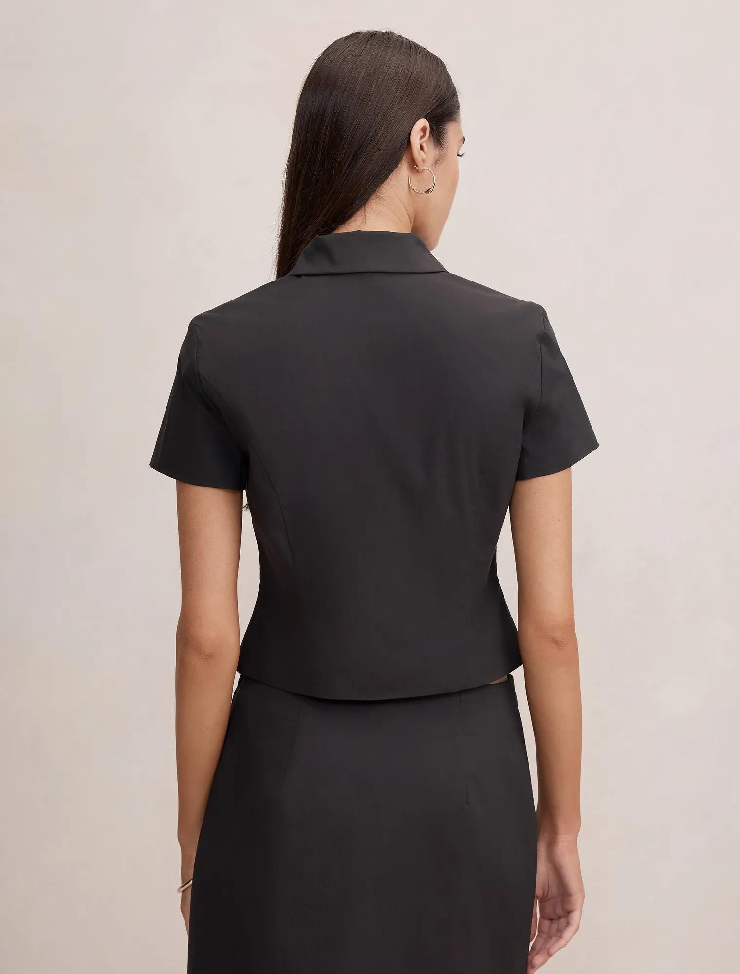 Bonnie Crop Button Top Black Co-Ord