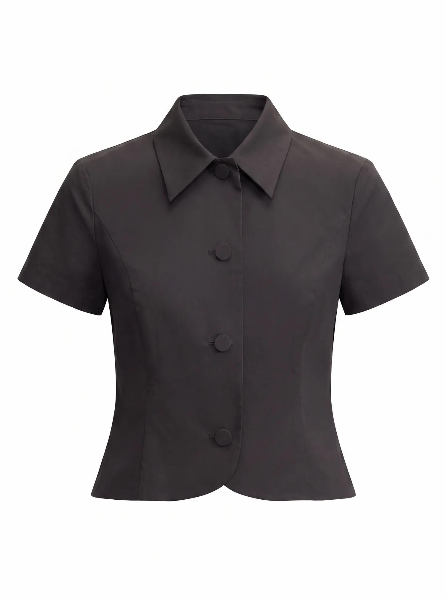 Bonnie Crop Button Top Black Co-Ord