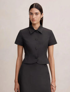 Bonnie Crop Button Top Black Co-Ord