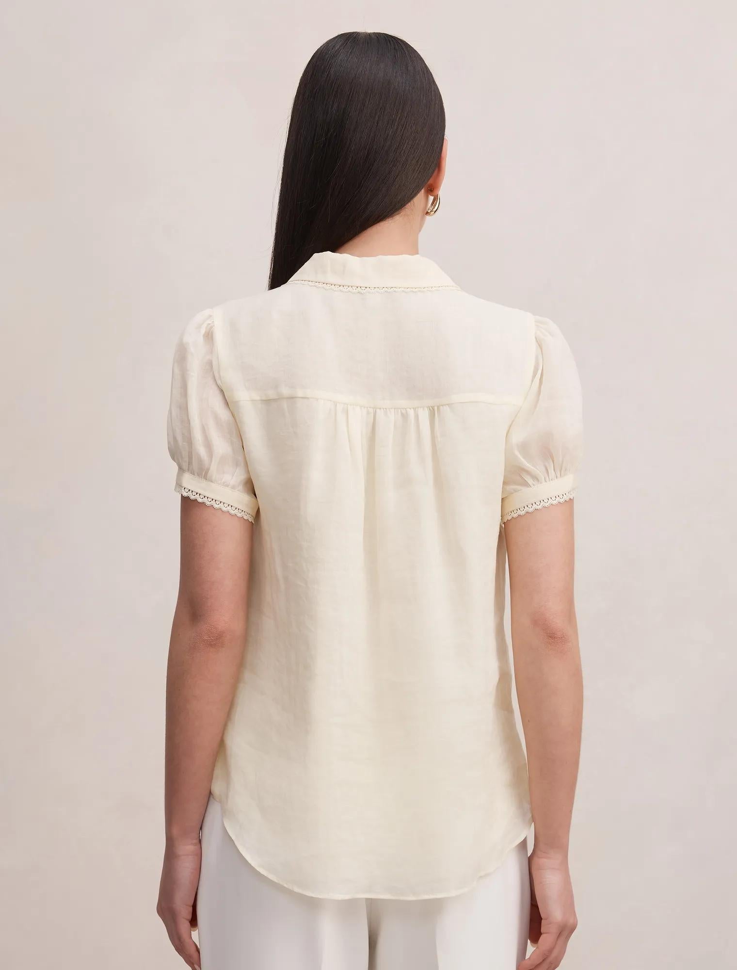 Posie Lace Detail Blouse Lemon