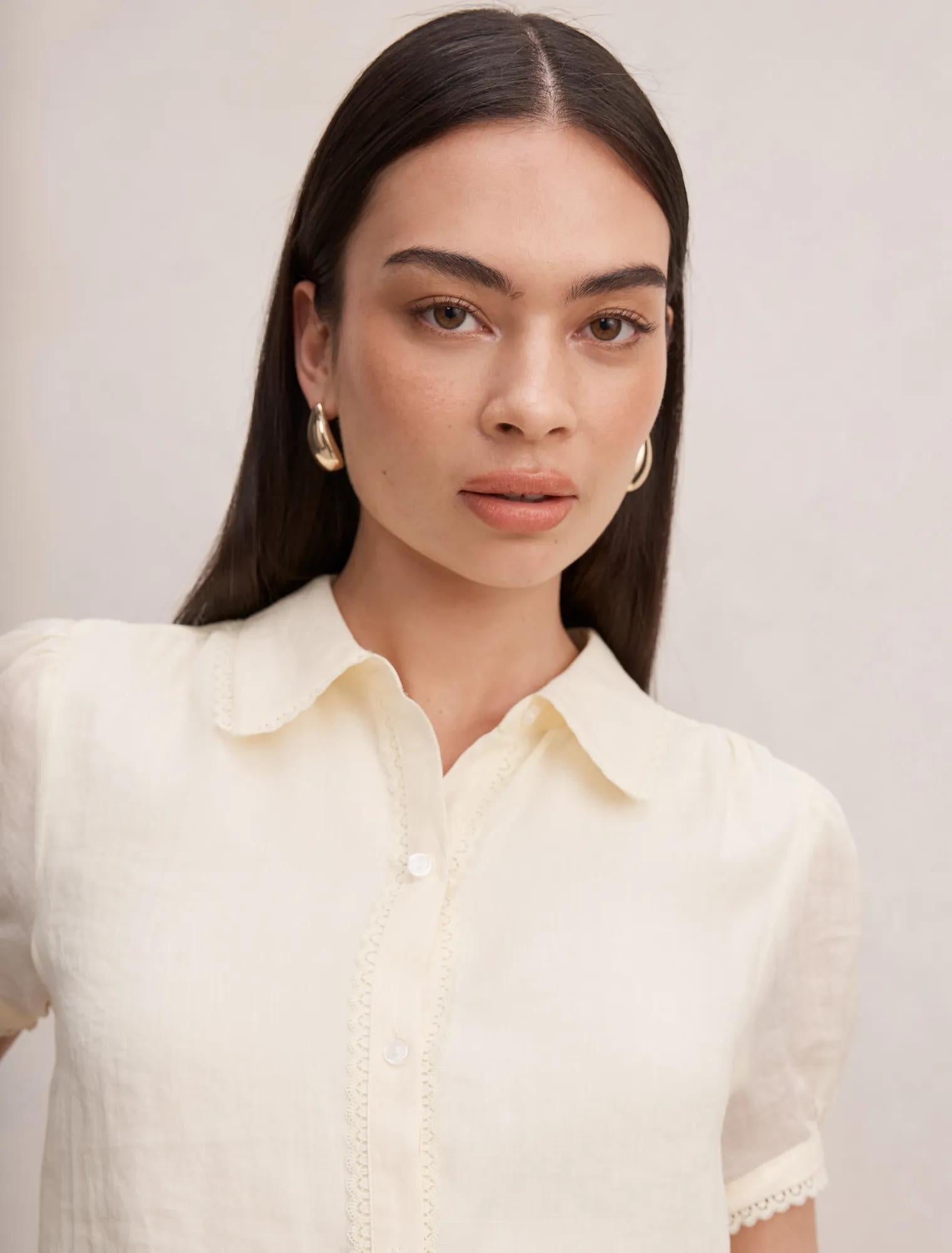 Posie Lace Detail Blouse Lemon