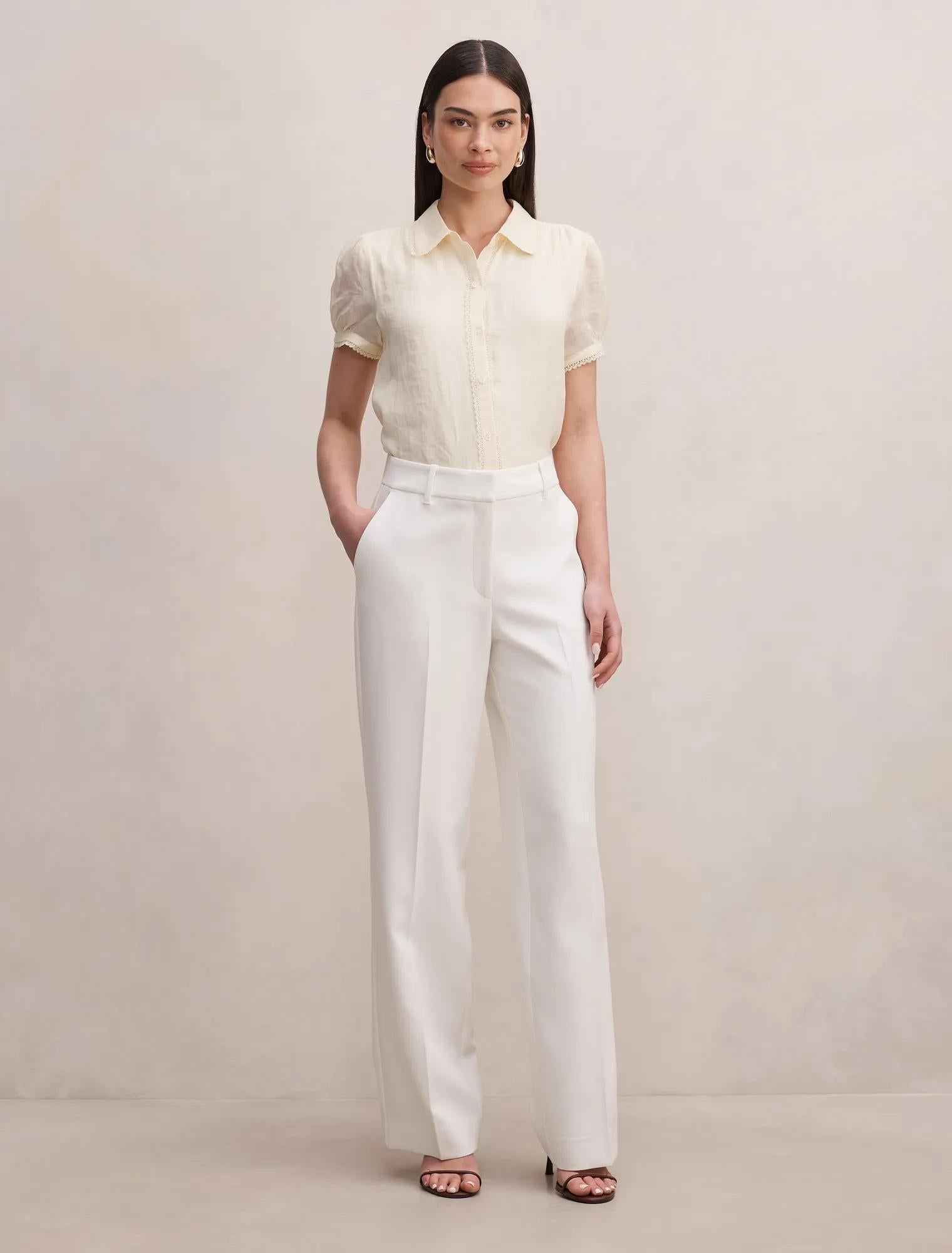 Posie Lace Detail Blouse Lemon