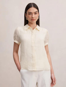 Posie Lace Detail Blouse Lemon