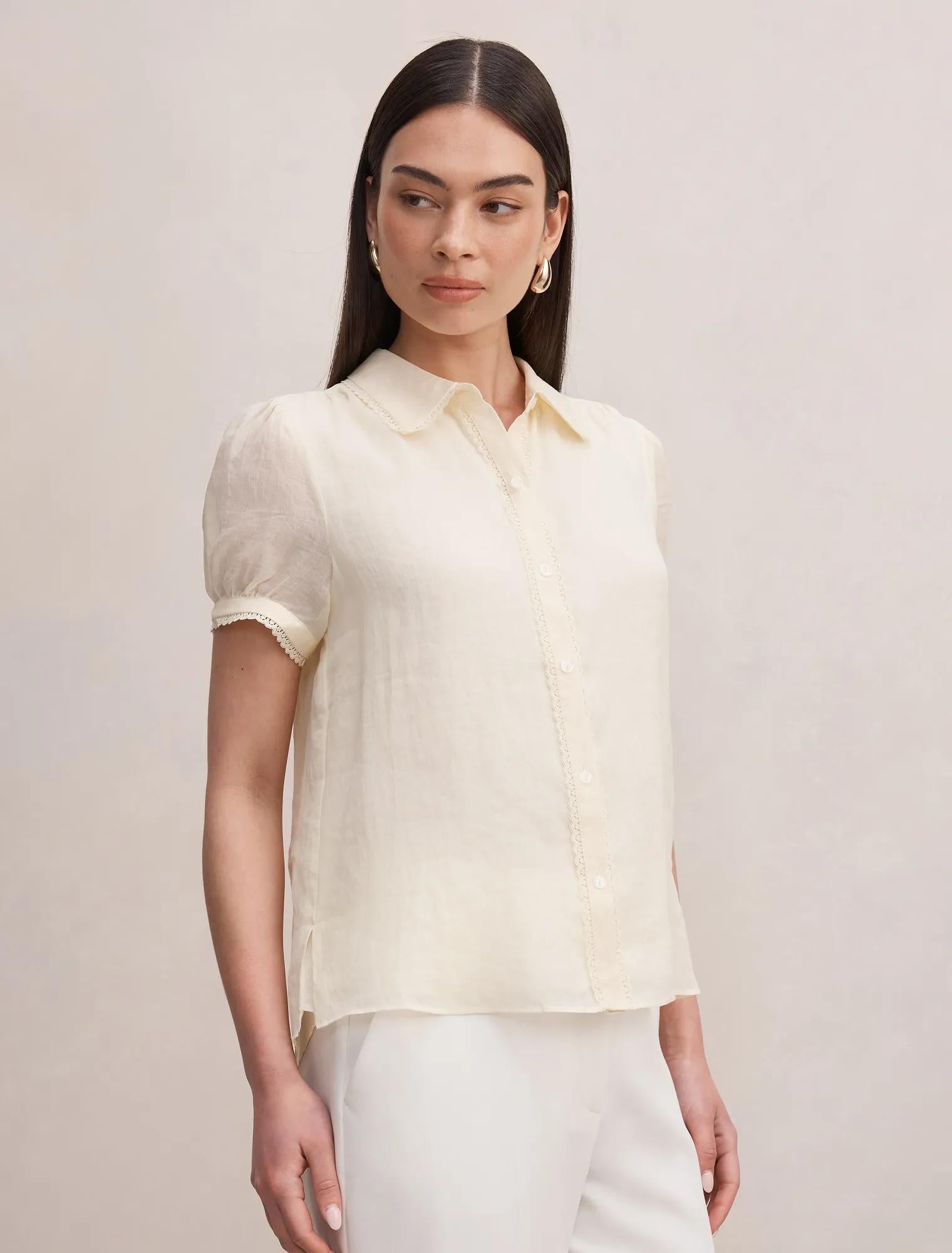 Posie Lace Detail Blouse Lemon