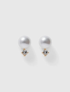 Pansy Pearl Stud Earrings Pearl/Gold_mannequin