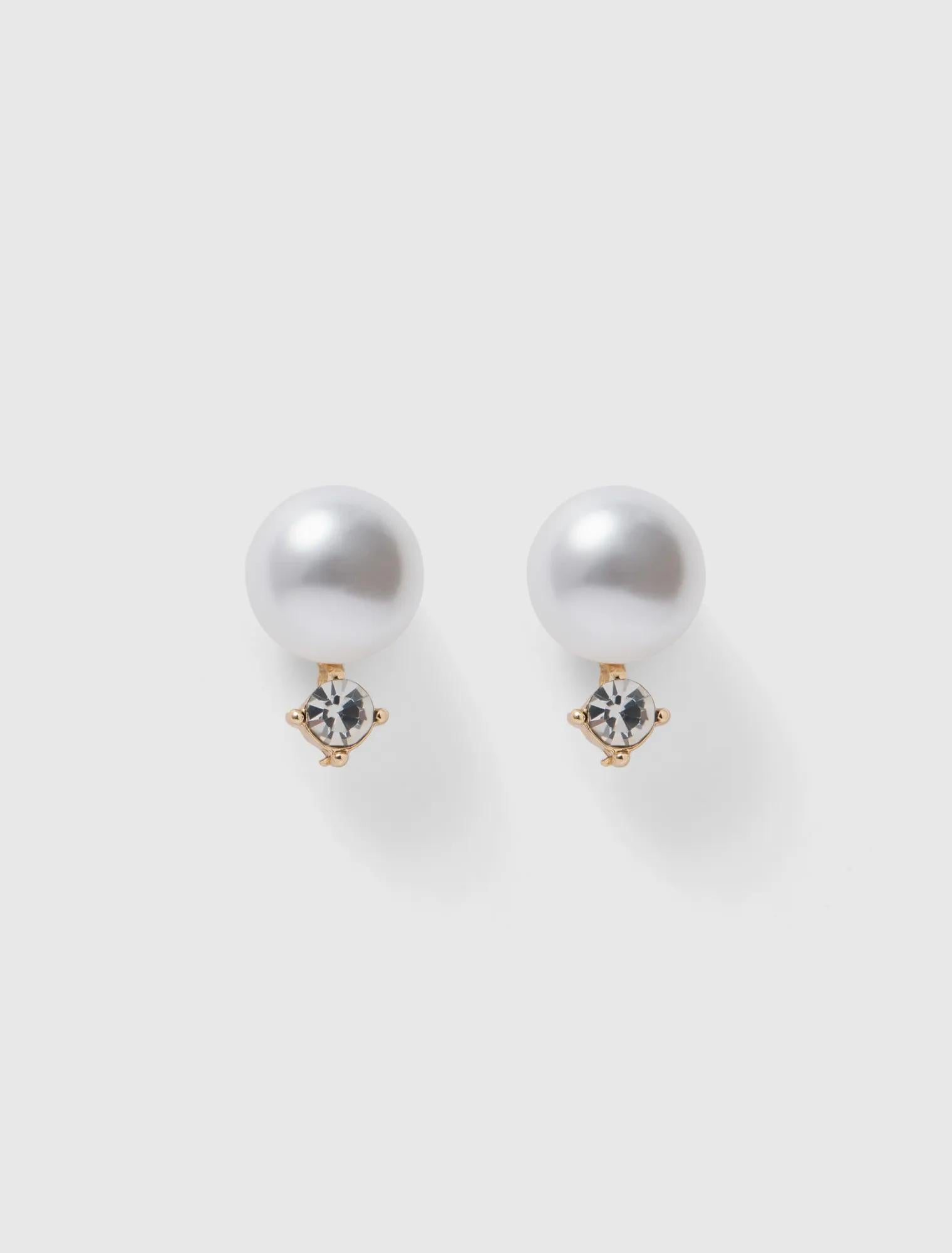 Pansy Pearl Stud Earrings Pearl/Gold_mannequin