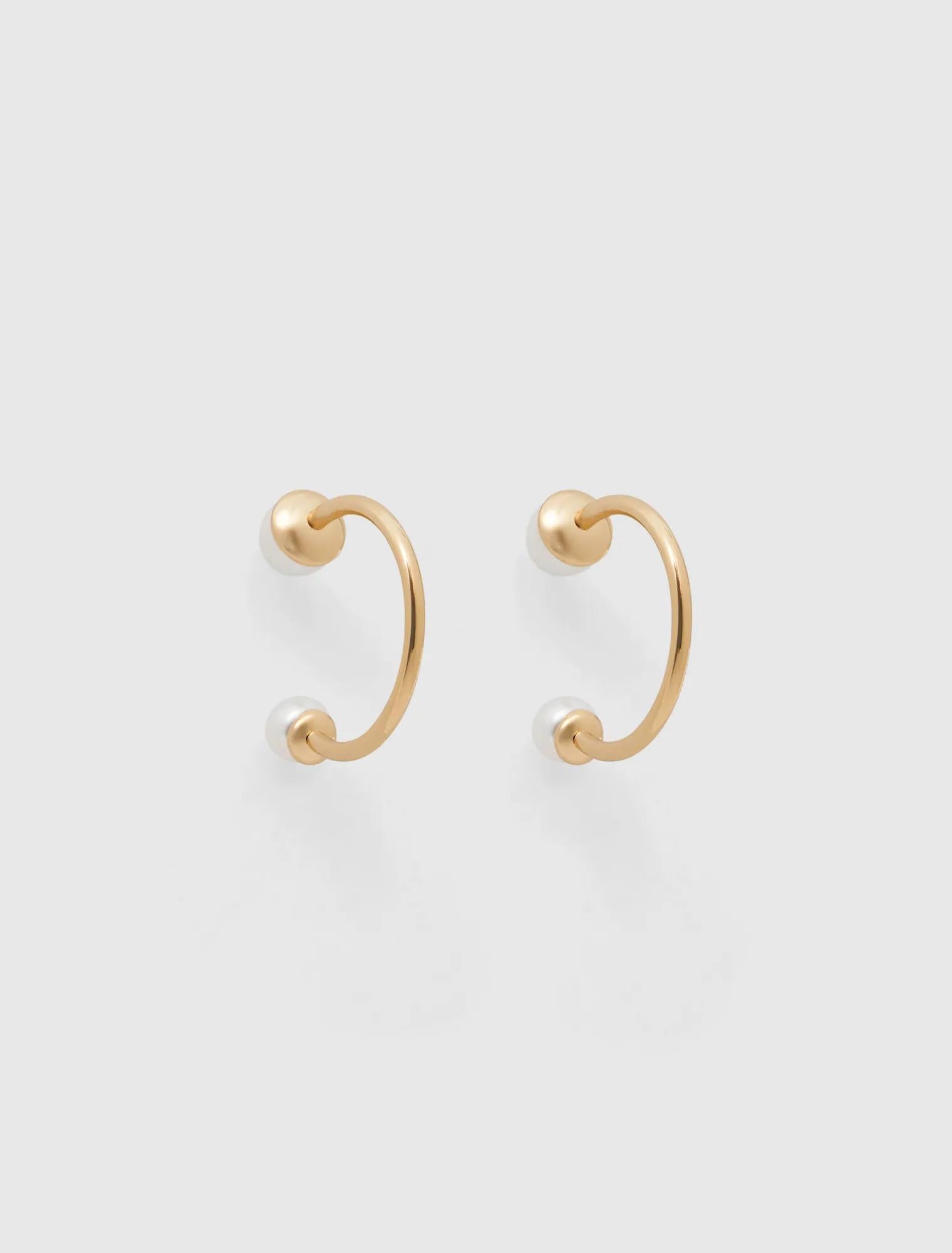 Dolly Pearl Detail Hoop Gold/Pearl_mannequin