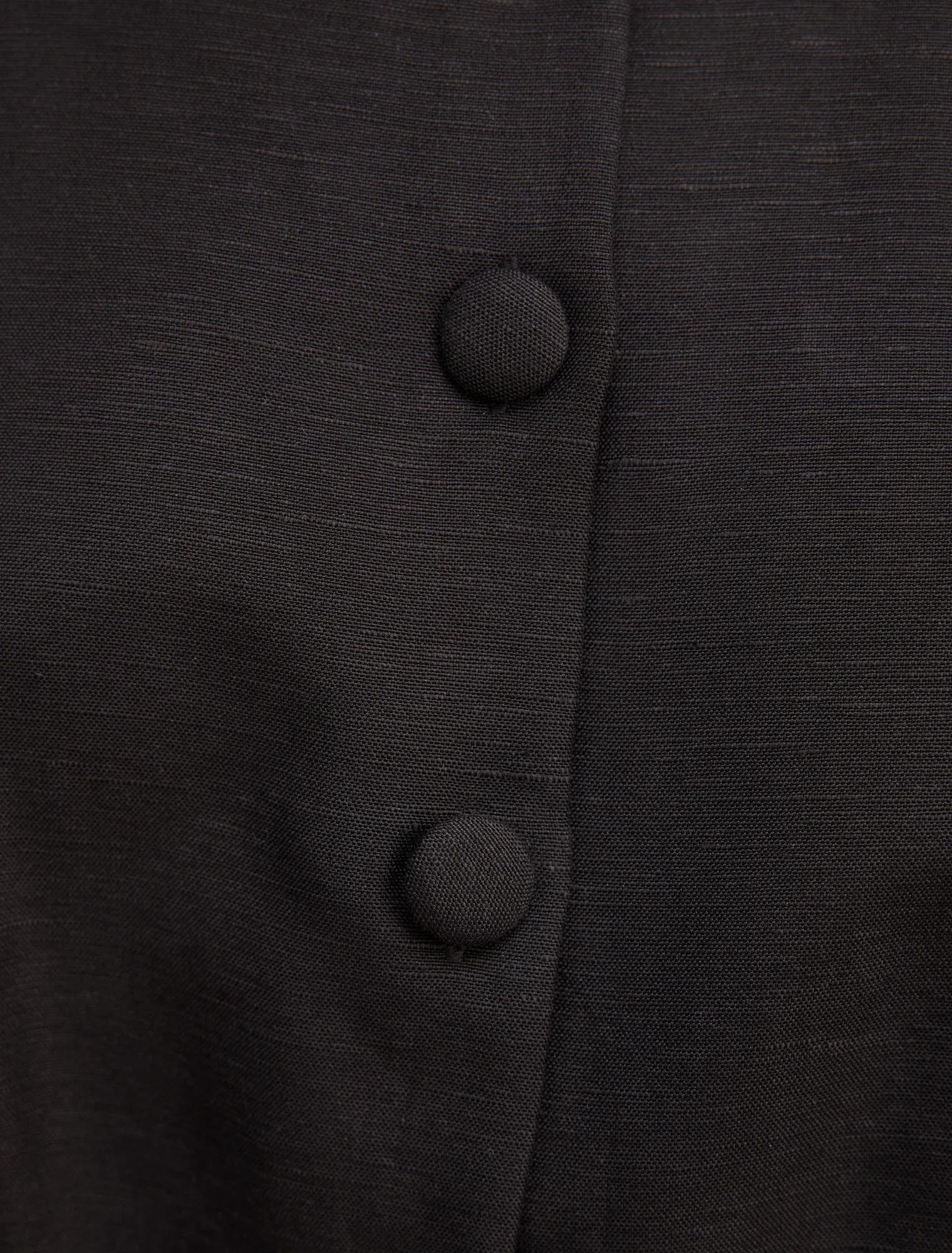 Elinda Button Up Linen Mini Dress Black