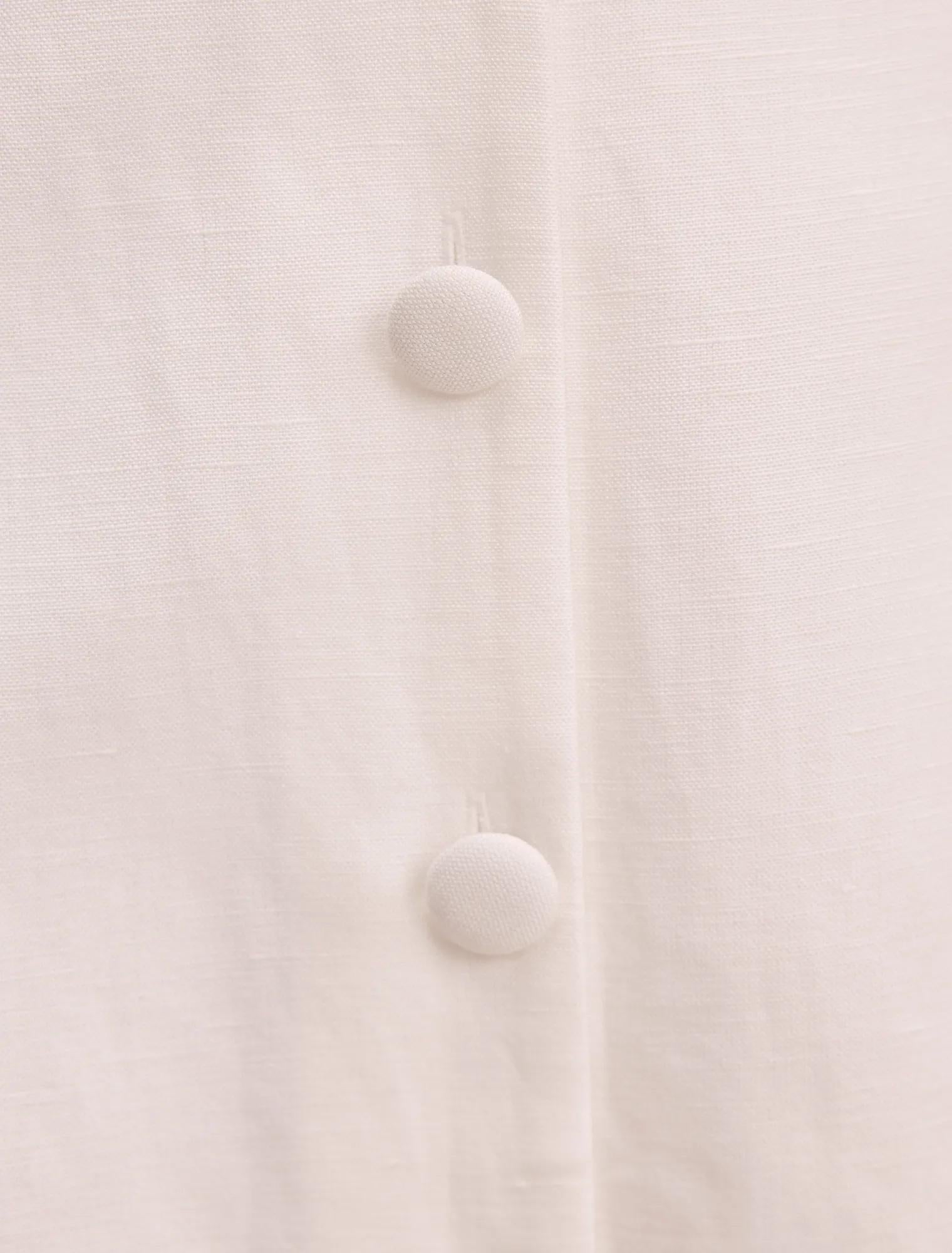 Elinda Button Up Linen Mini Dress Porcelain