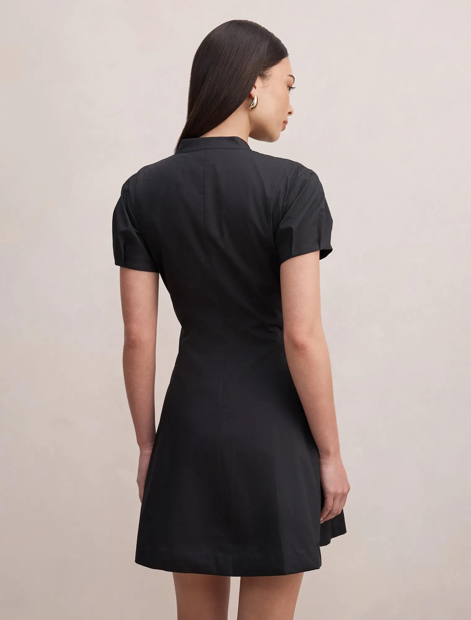 Clover Puff Sleeve Mini Dress Black