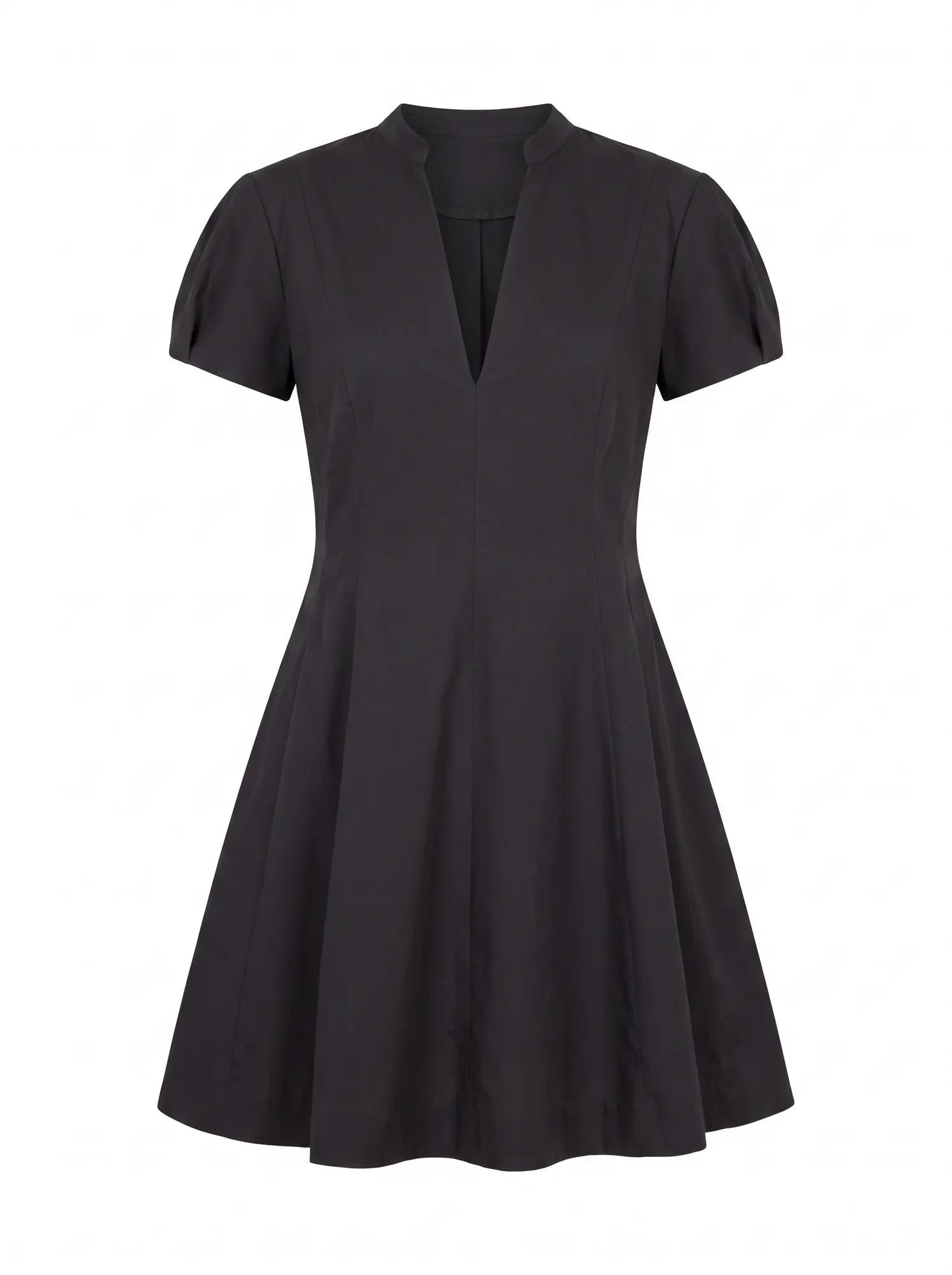Clover Puff Sleeve Mini Dress Black