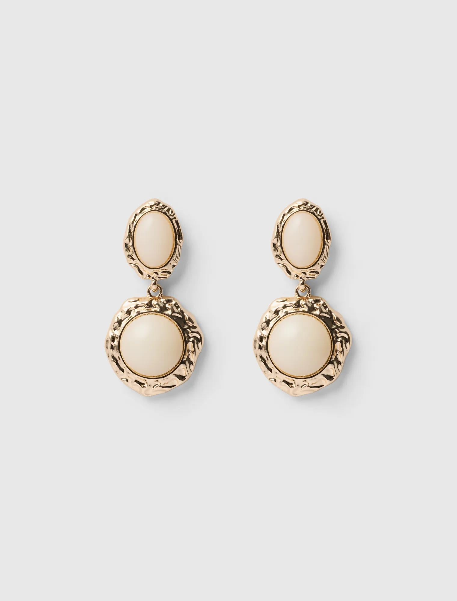 Signature Kora Stone Drop Earrings Ivory/Gold