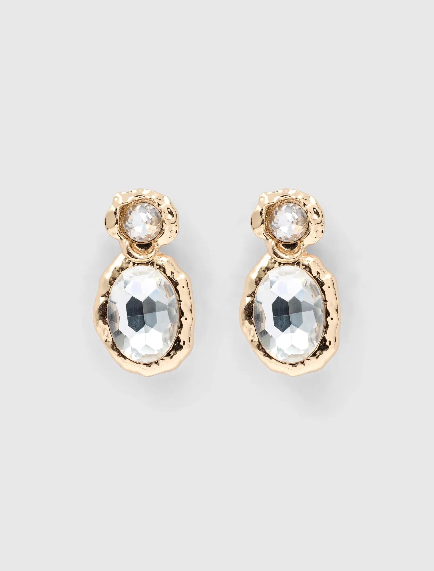 Signature Clarissa Stone Earrings Crystal/Gold
