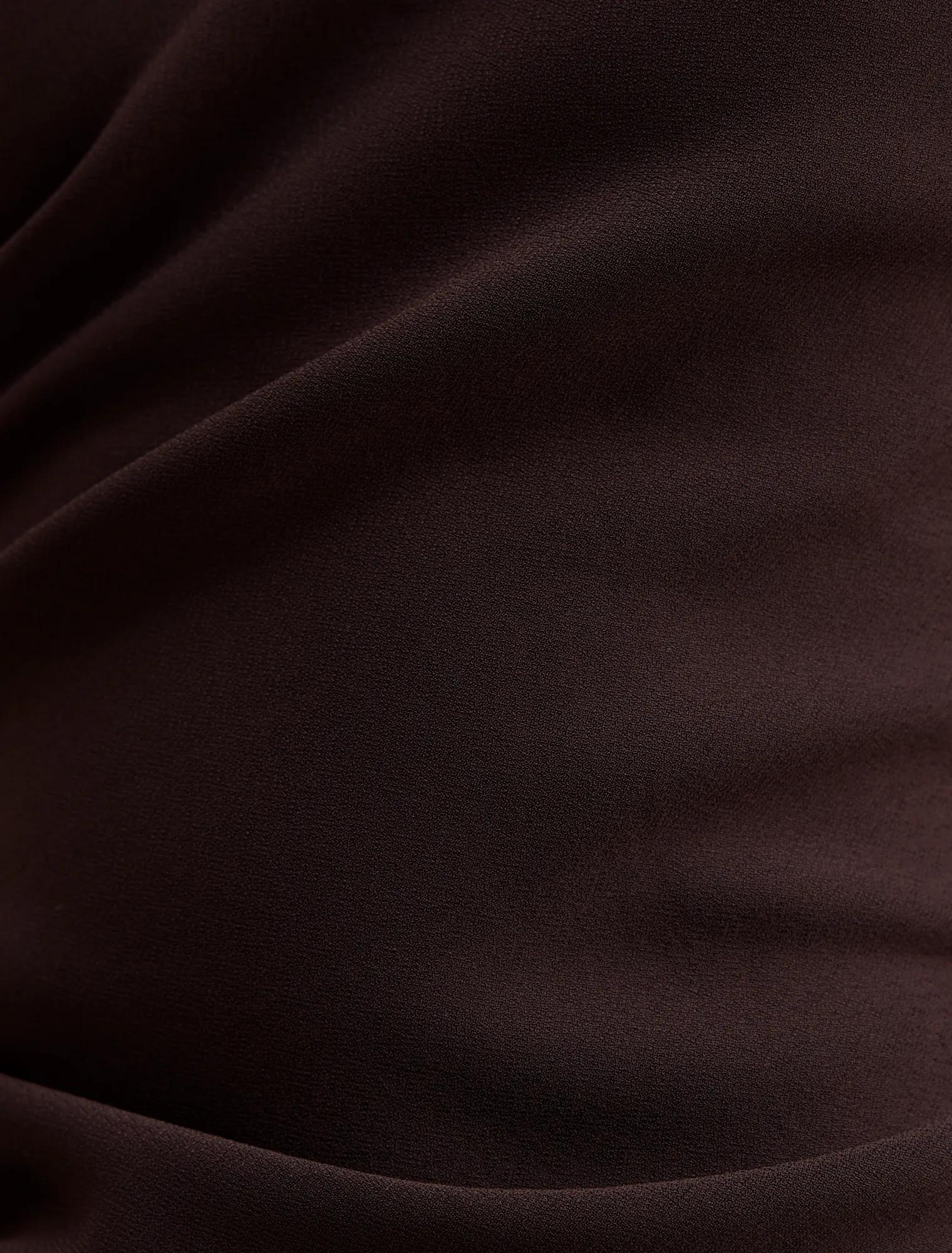 Zaria Petite Off Shoulder Draped Midi Chocolate